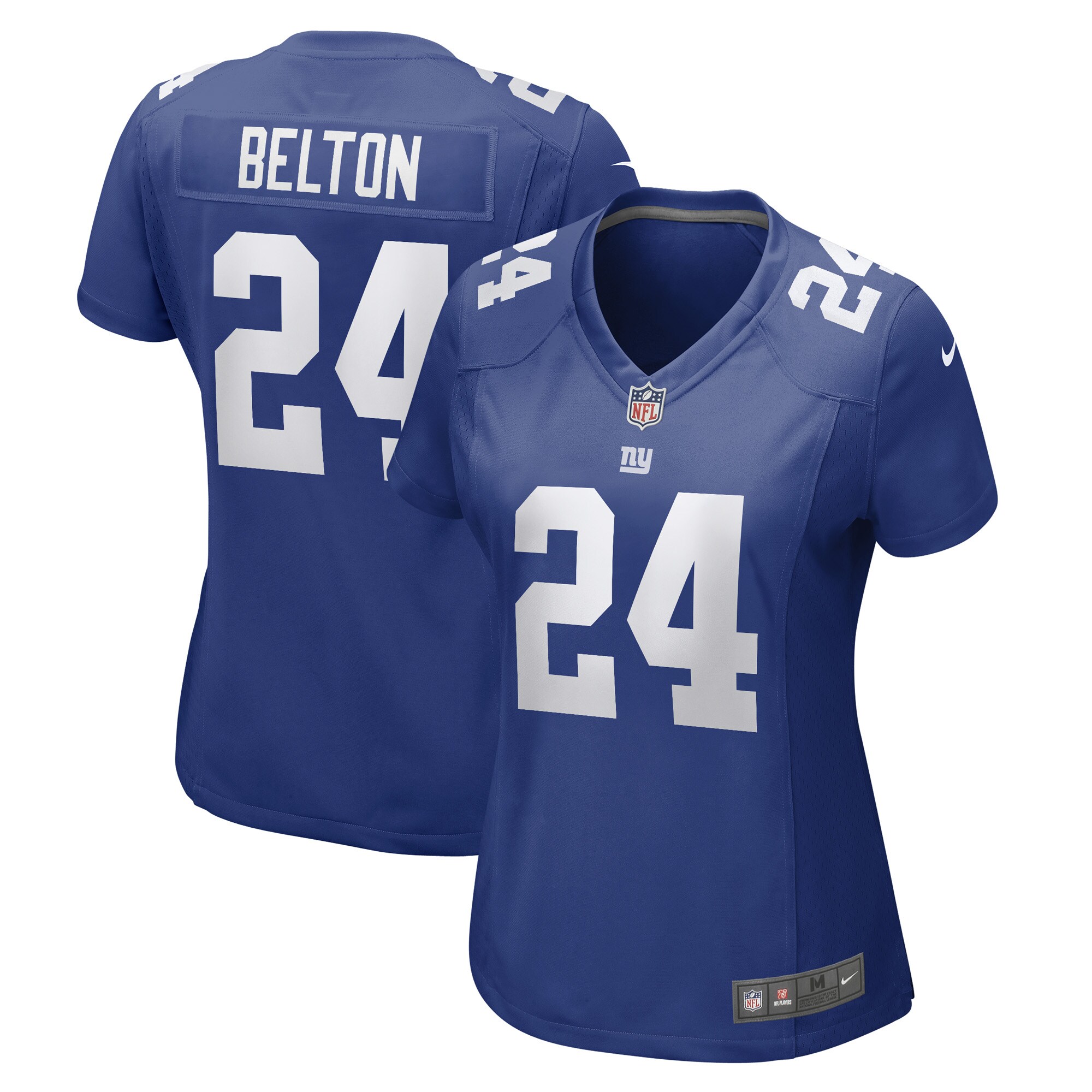 Women's New York Giants Dane Belton Royal Game Player Jersey JS1921 Saliibo