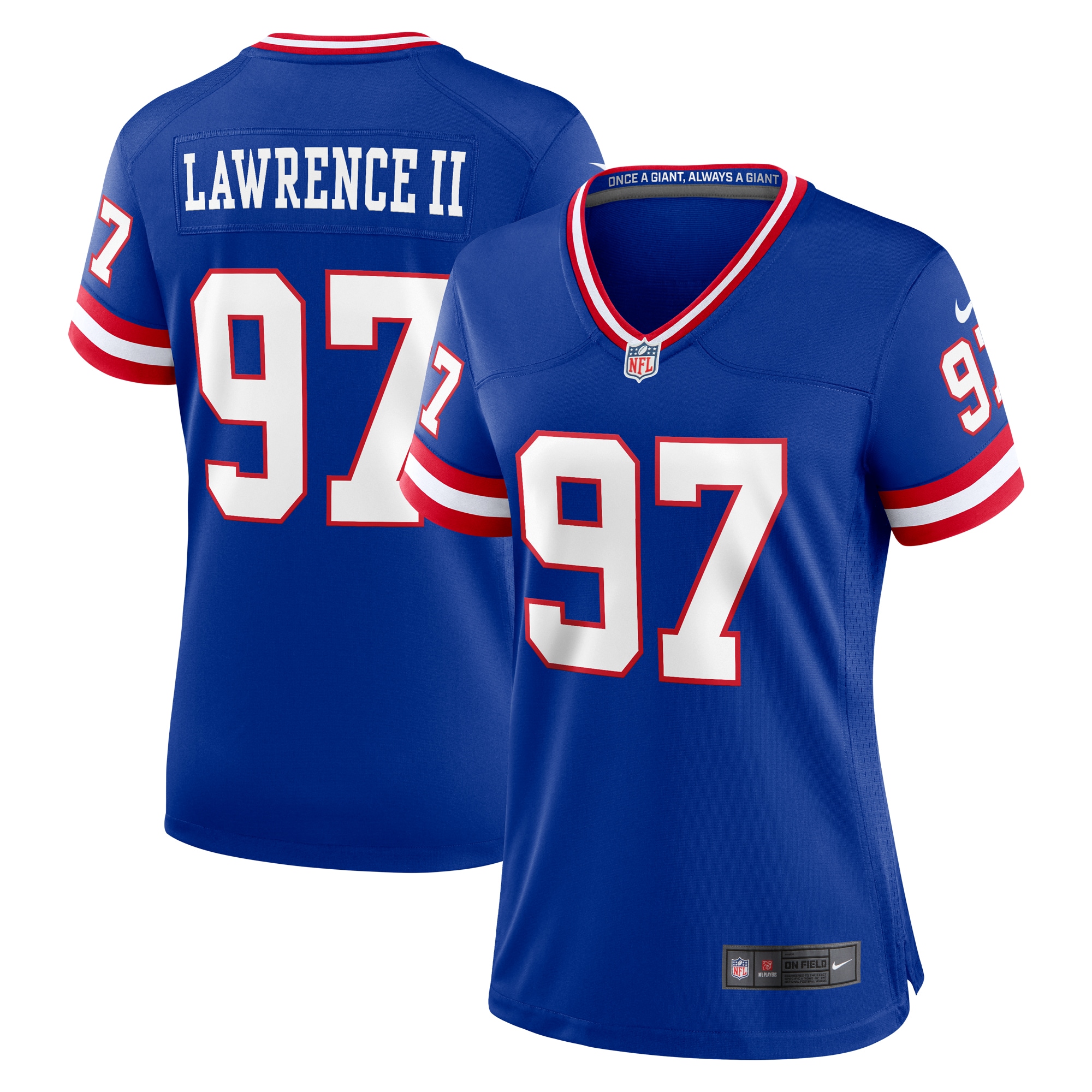 Women's New York Giants Dexter Lawrence II Royal Classic Game Player Jersey JS5262 Saliibo