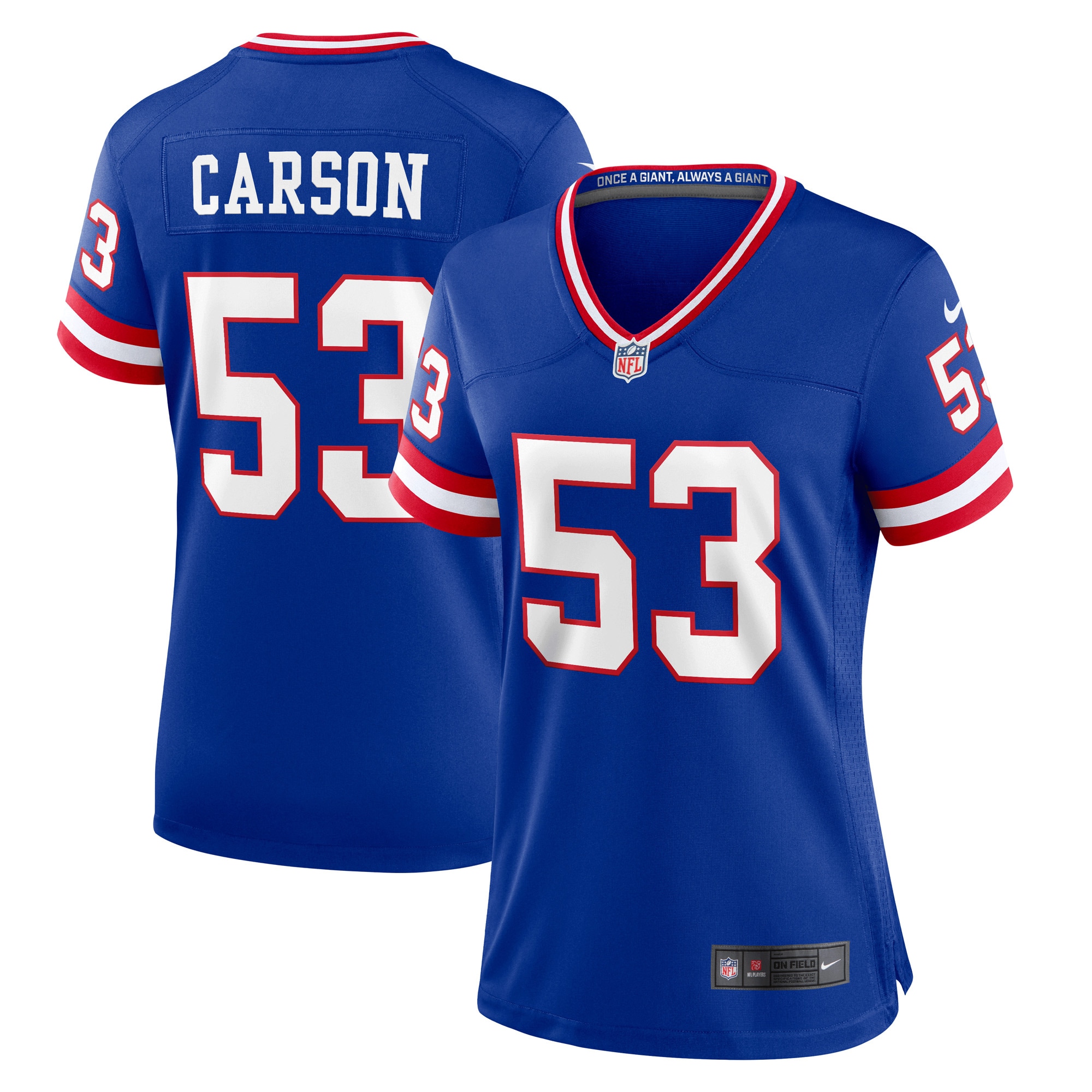 Women's New York Giants Harry Carson Royal Classic Retired Player Game Jersey JS2669 Saliibo