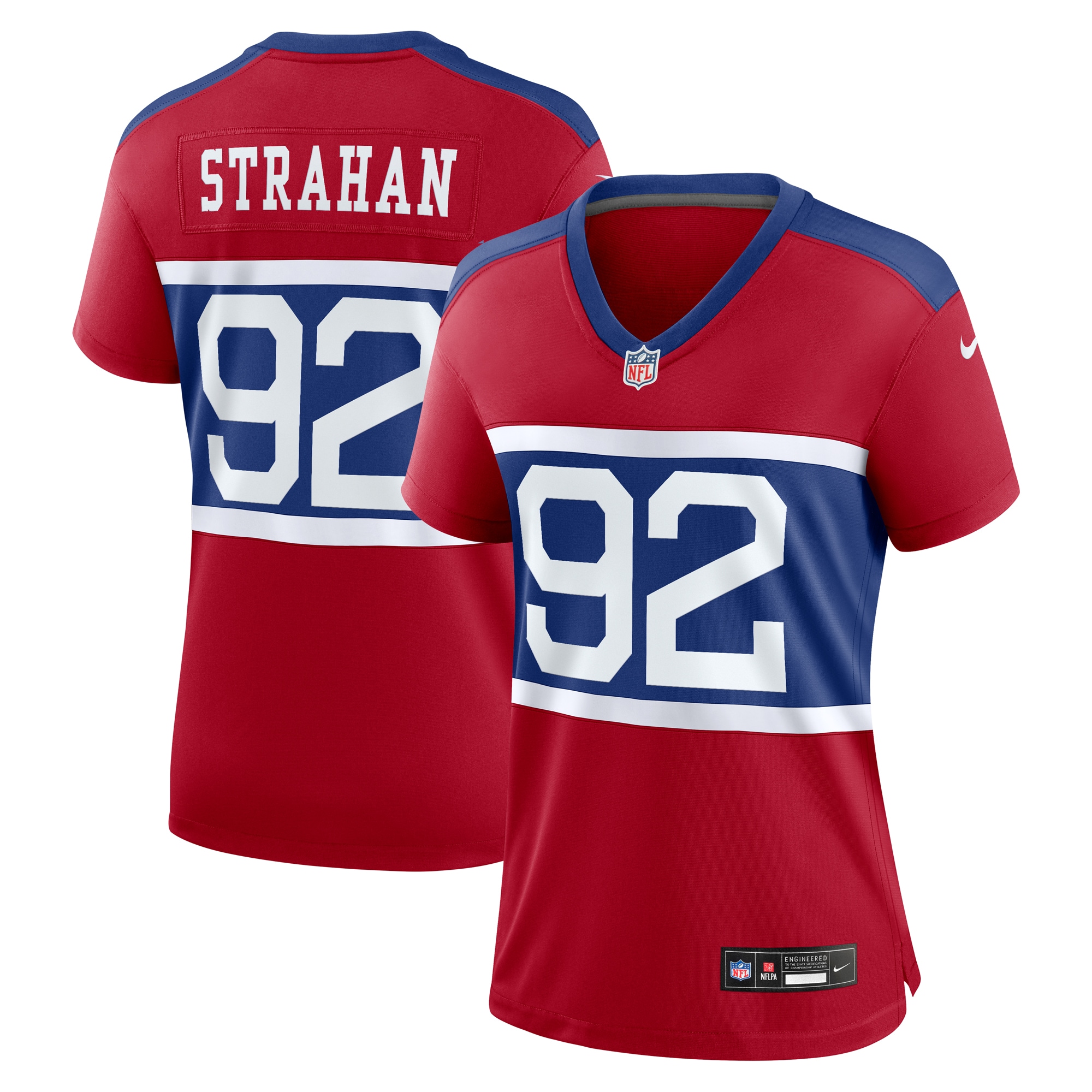 Women's New York Giants Michael Strahan Century Red Alternate Retired Player Game Jersey JS4122 Saliibo