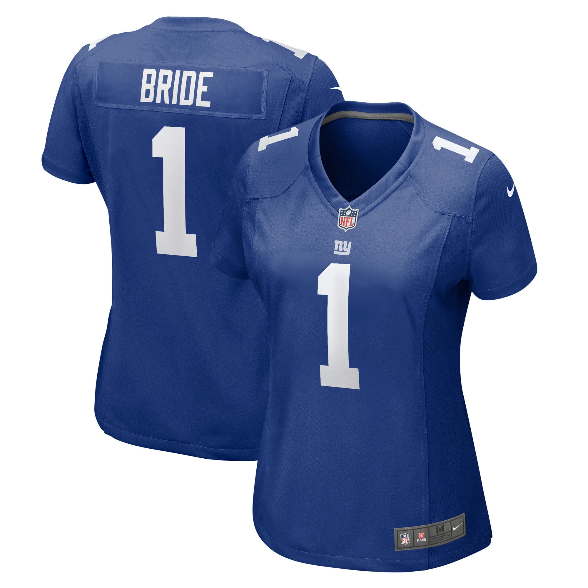 Women's New York Giants Number 1 Bride Royal Game Jersey JS2020 Saliibo