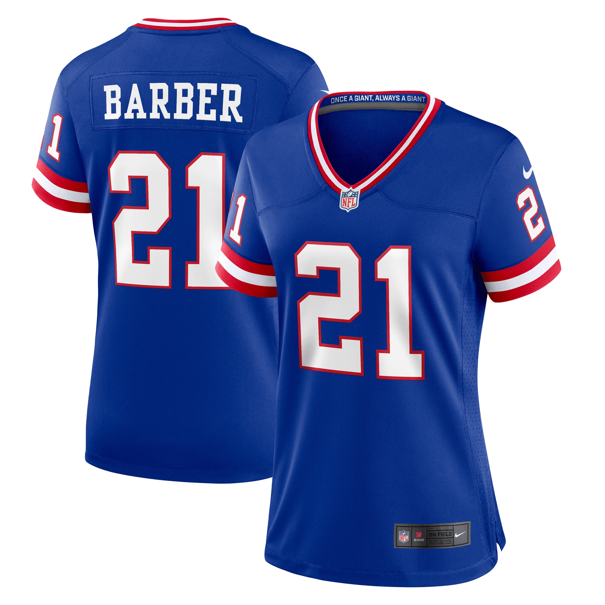 Women's New York Giants Tiki Barber Royal Classic Retired Player Game Jersey JS3107 Saliibo