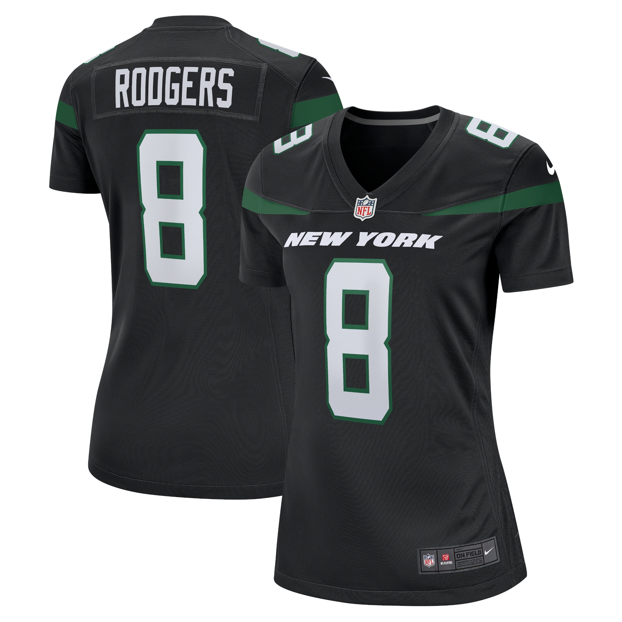 Women's New York Jets Aaron Rodgers Black Player Jersey JS8586 Saliibo