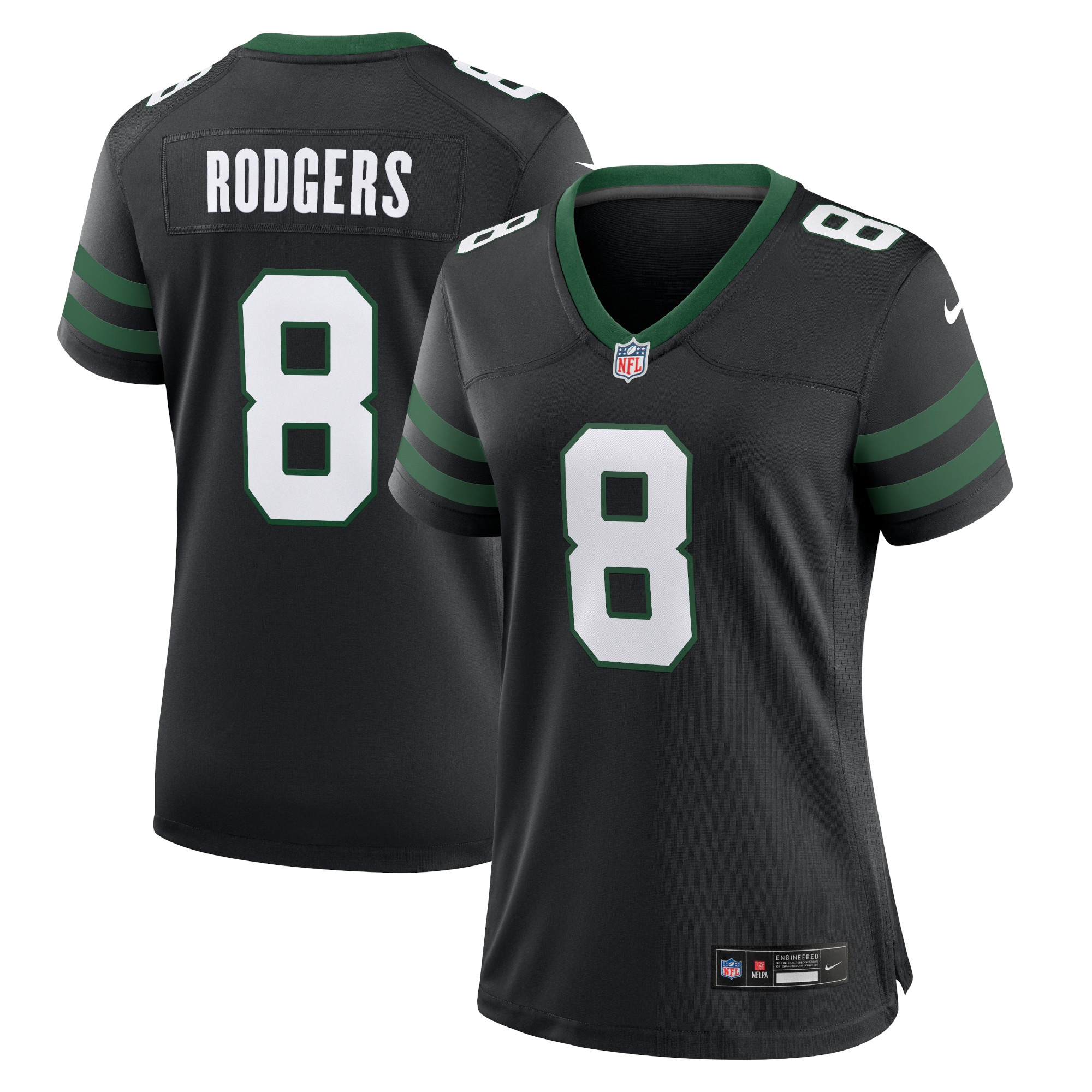 Women's New York Jets Aaron Rodgers Legacy Black Alternate Game Jersey JS9609 Saliibo