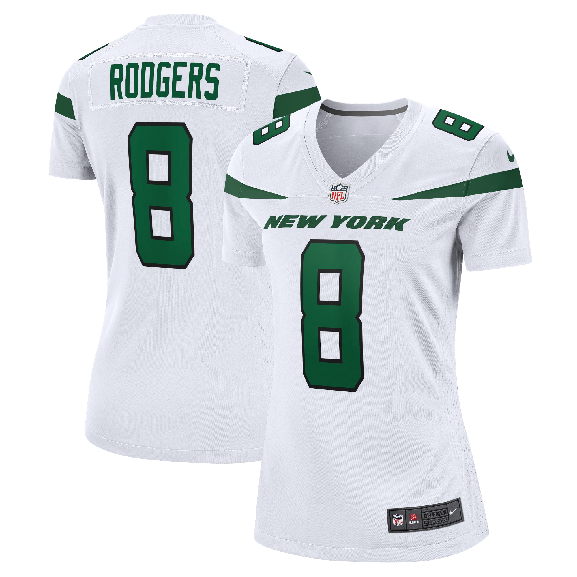 Women's New York Jets Aaron Rodgers White Player Jersey JS4116 Saliibo