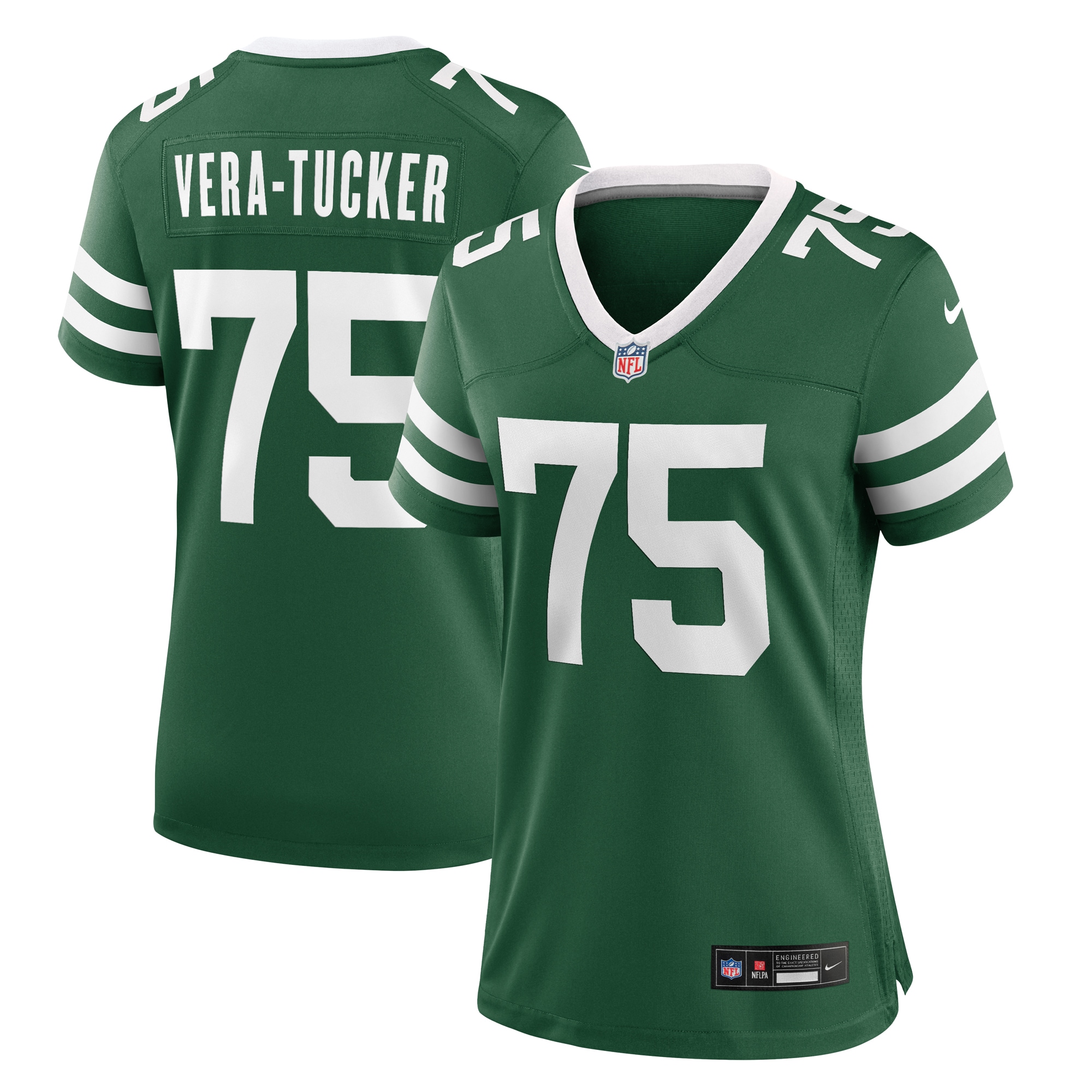 Women's New York Jets Alijah Vera-Tucker Legacy Green Team Game Jersey JS4608 Saliibo