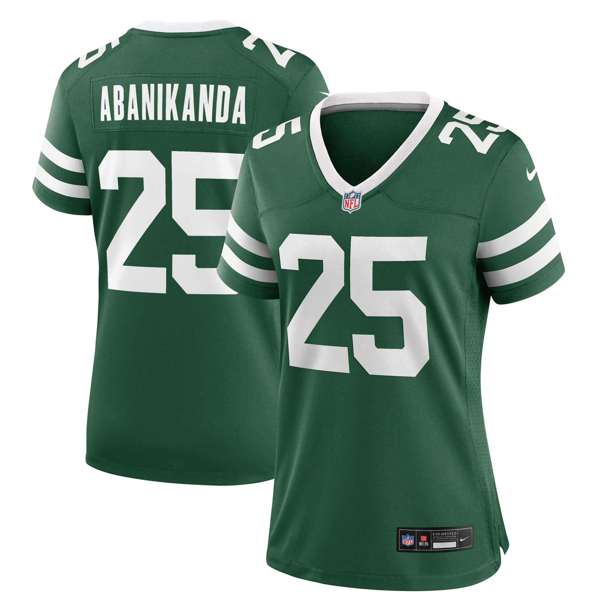 Women's New York Jets Israel Abanikanda Legacy Green Team Game Jersey JS7868 Saliibo