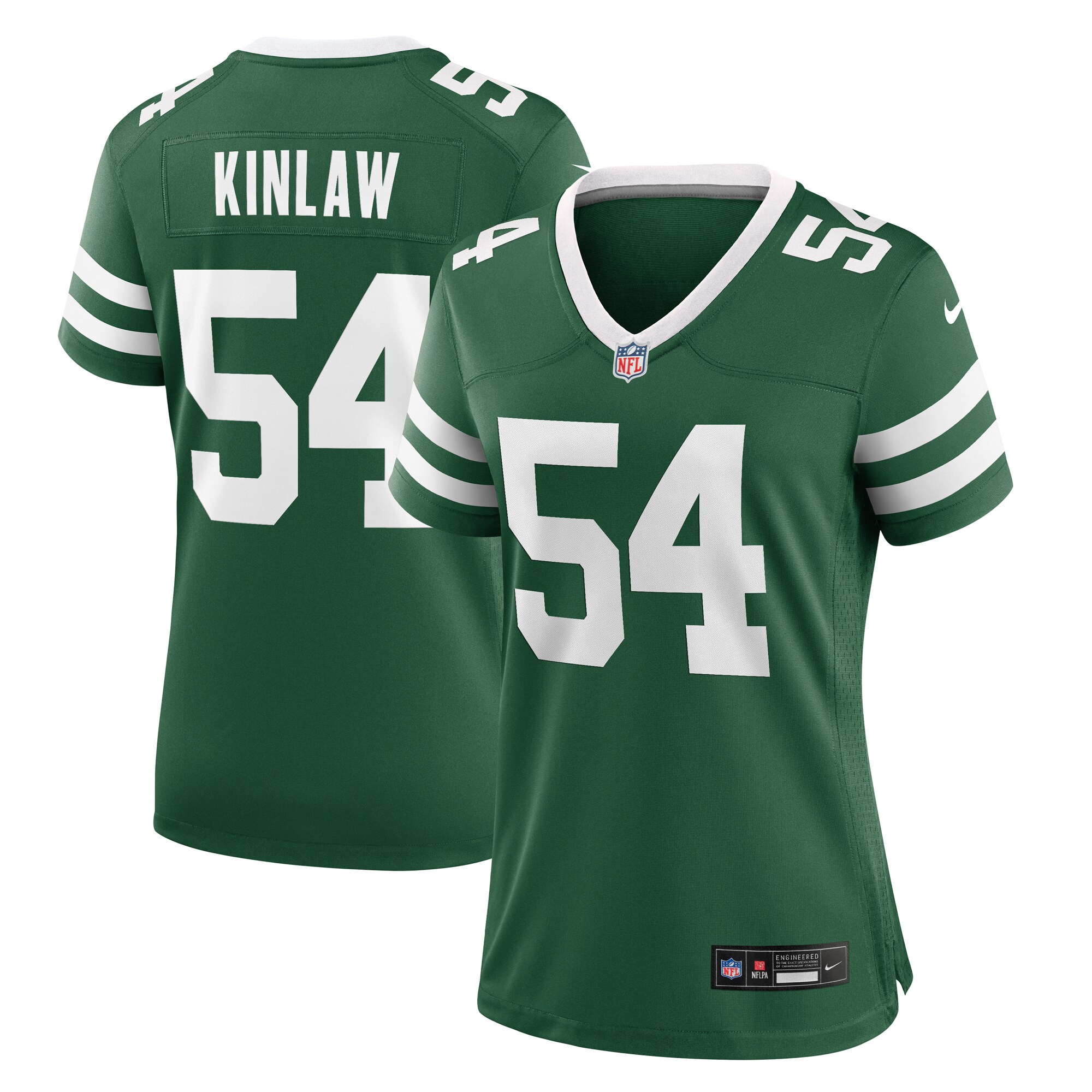 Women's New York Jets Javon Kinlaw Legacy Green Team Game Jersey JS6294 Saliibo