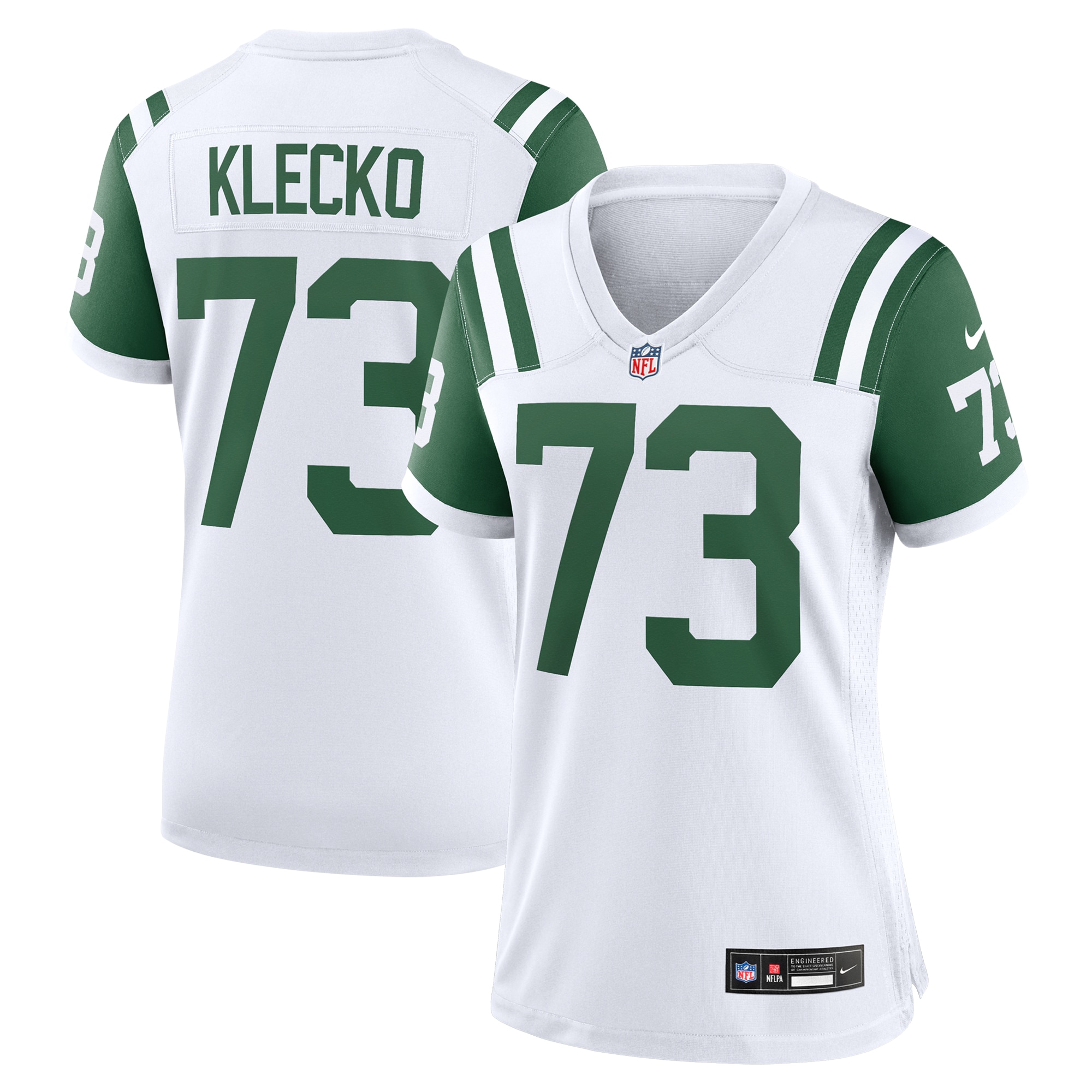 Women's New York Jets Joe Klecko White Classic Alternate Retired Player Game Jersey JS6331 Saliibo