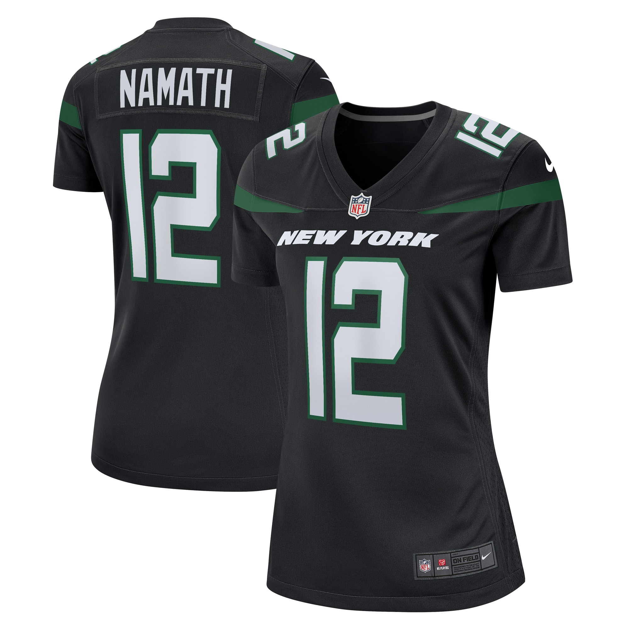 Women's New York Jets Joe Namath Black Retired Player Jersey JS5607 Saliibo