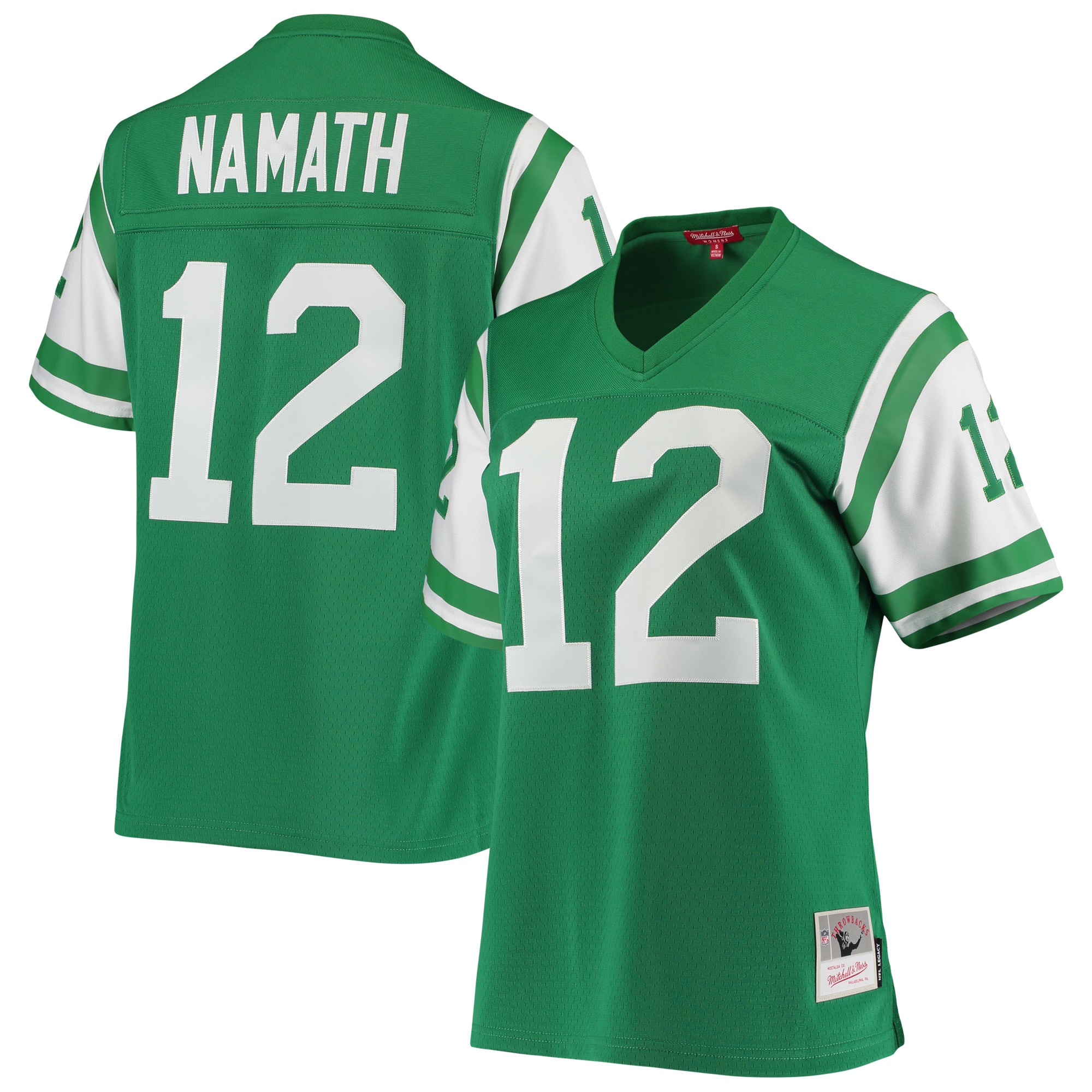Women's New York Jets Joe Namath Mitchell & Ness Green 1969 Legacy Jersey JS7202 Saliibo