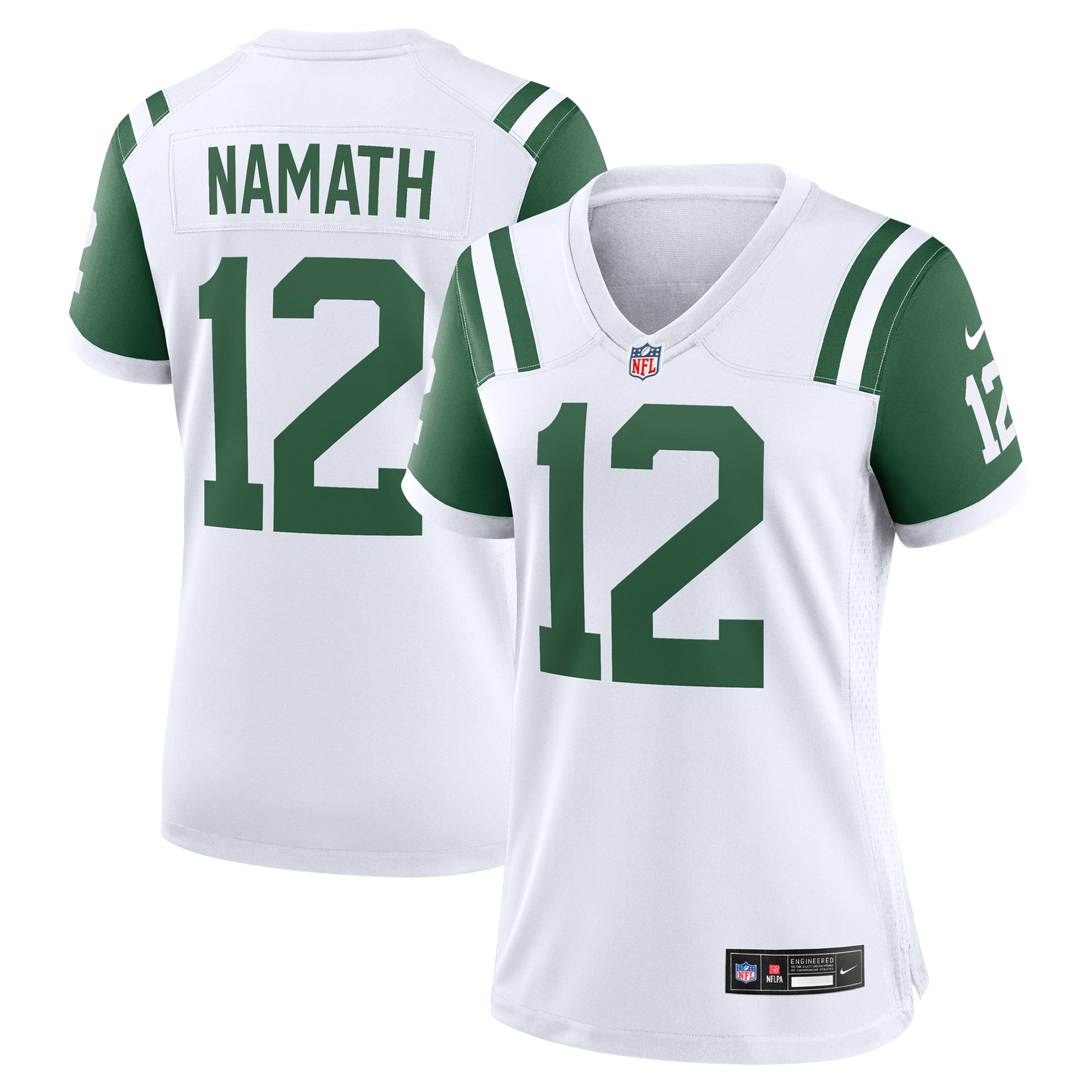 Women's New York Jets Joe Namath White Classic Alternate Retired Player Game Jersey JS8744 Saliibo