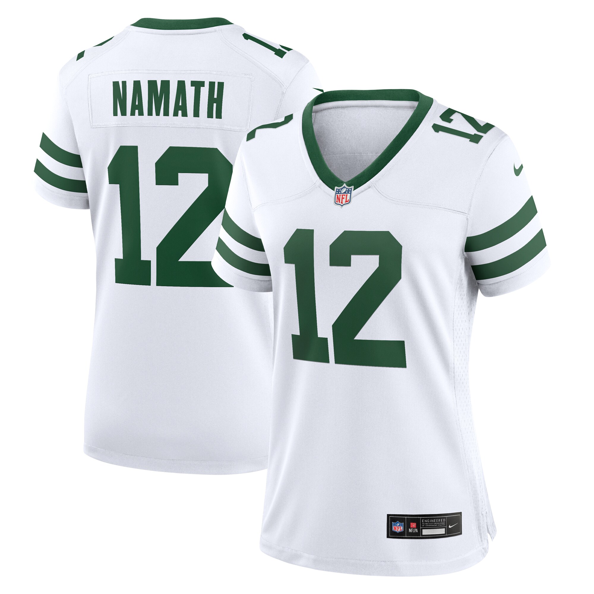 Women's New York Jets Joe Namath White Legacy Retired Player Game Jersey JS1947 Saliibo