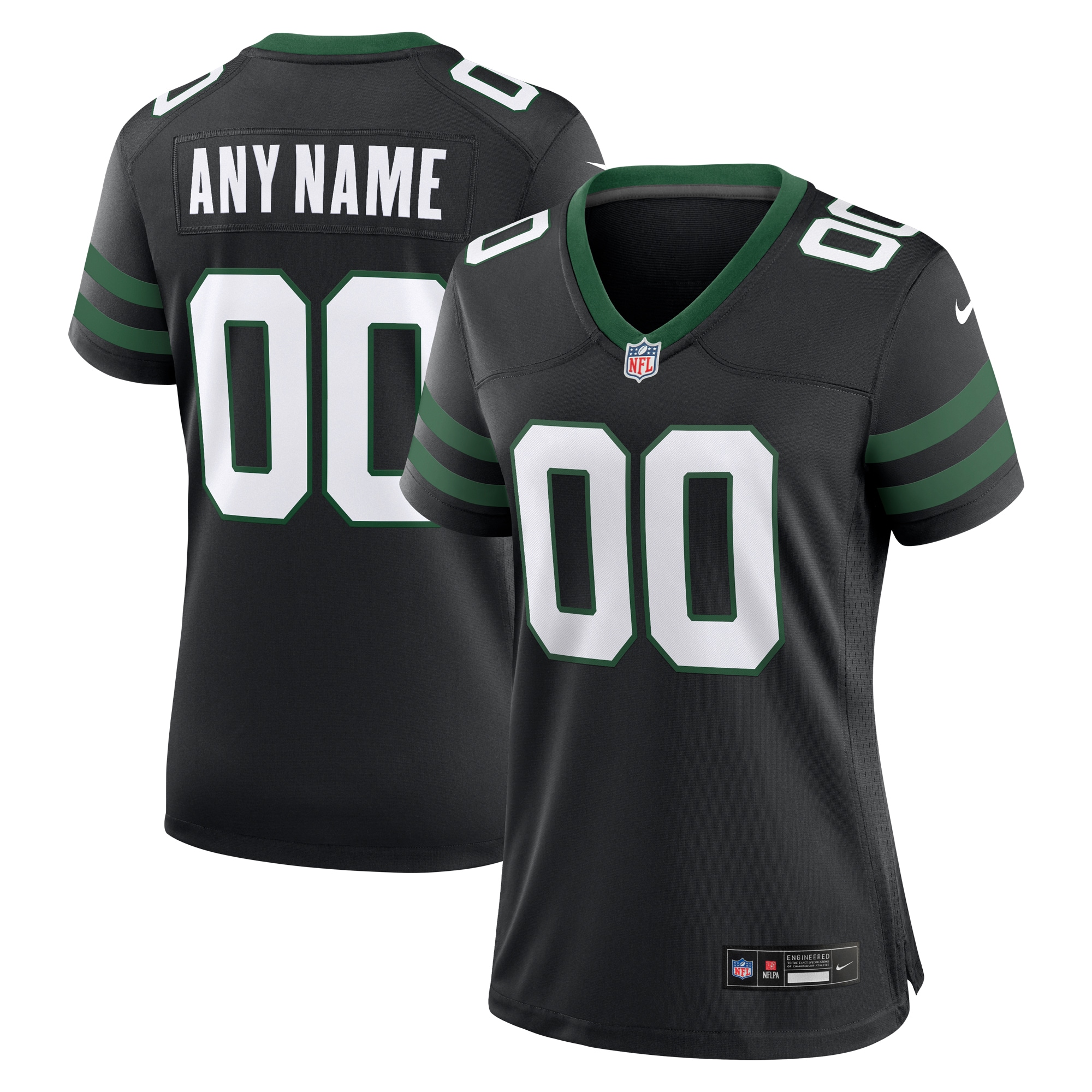 Women's New York Jets Legacy Black Alternate Custom Game Jersey JS2278 Saliibo