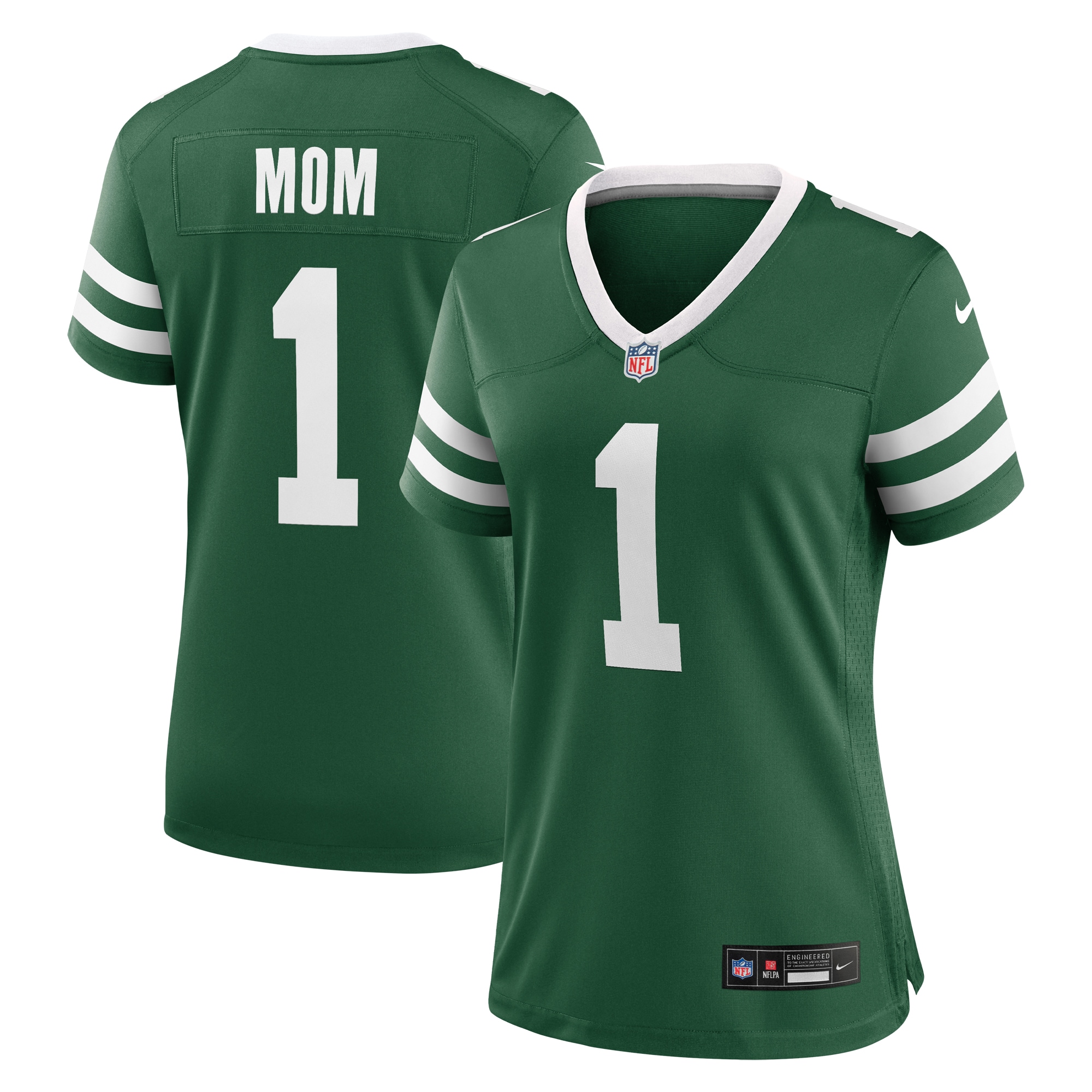 Women's New York Jets Legacy Green #1 Mom Game Jersey JS9130 Saliibo