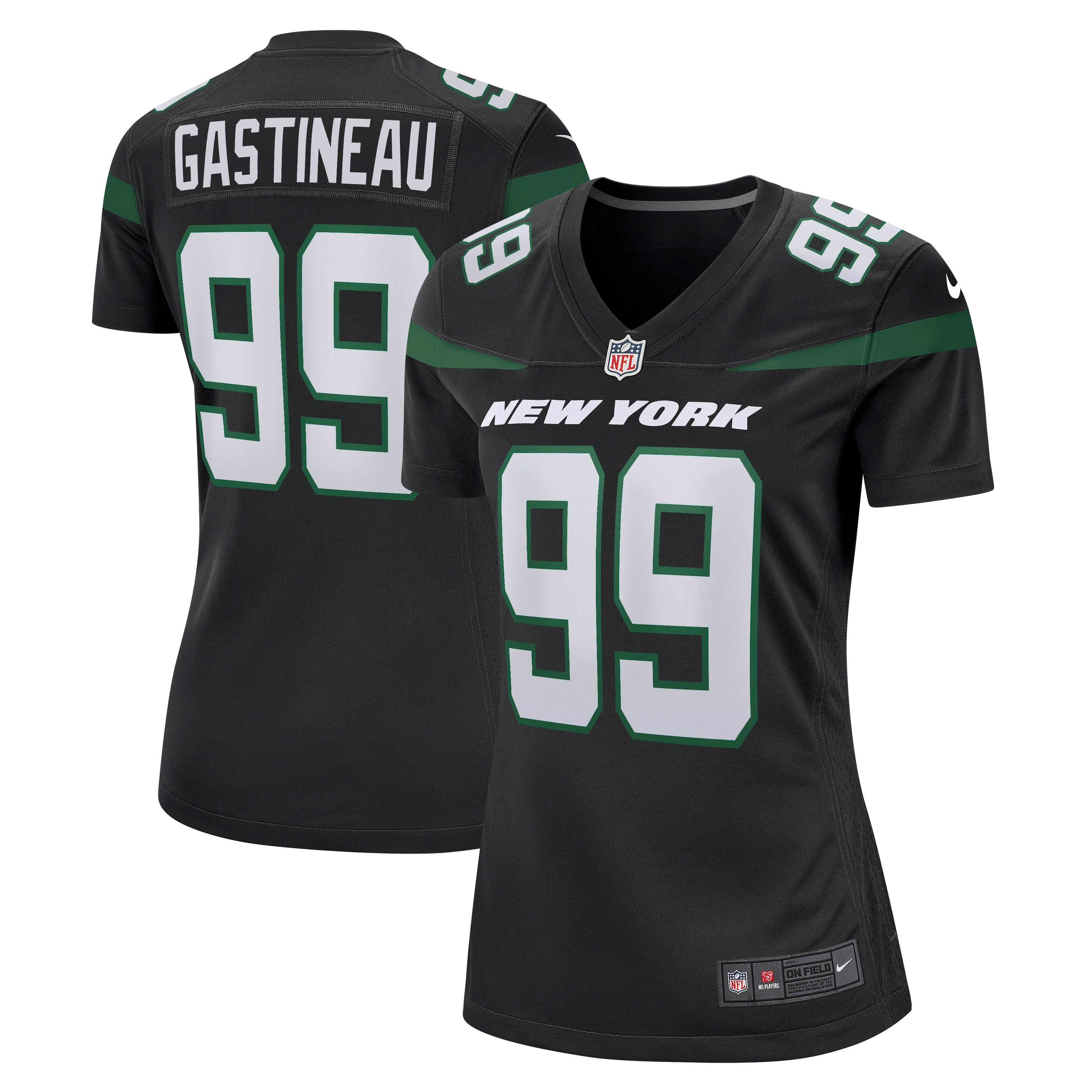 Women's New York Jets Mark Gastineau Stealth Black Game Jersey JS8572 Saliibo