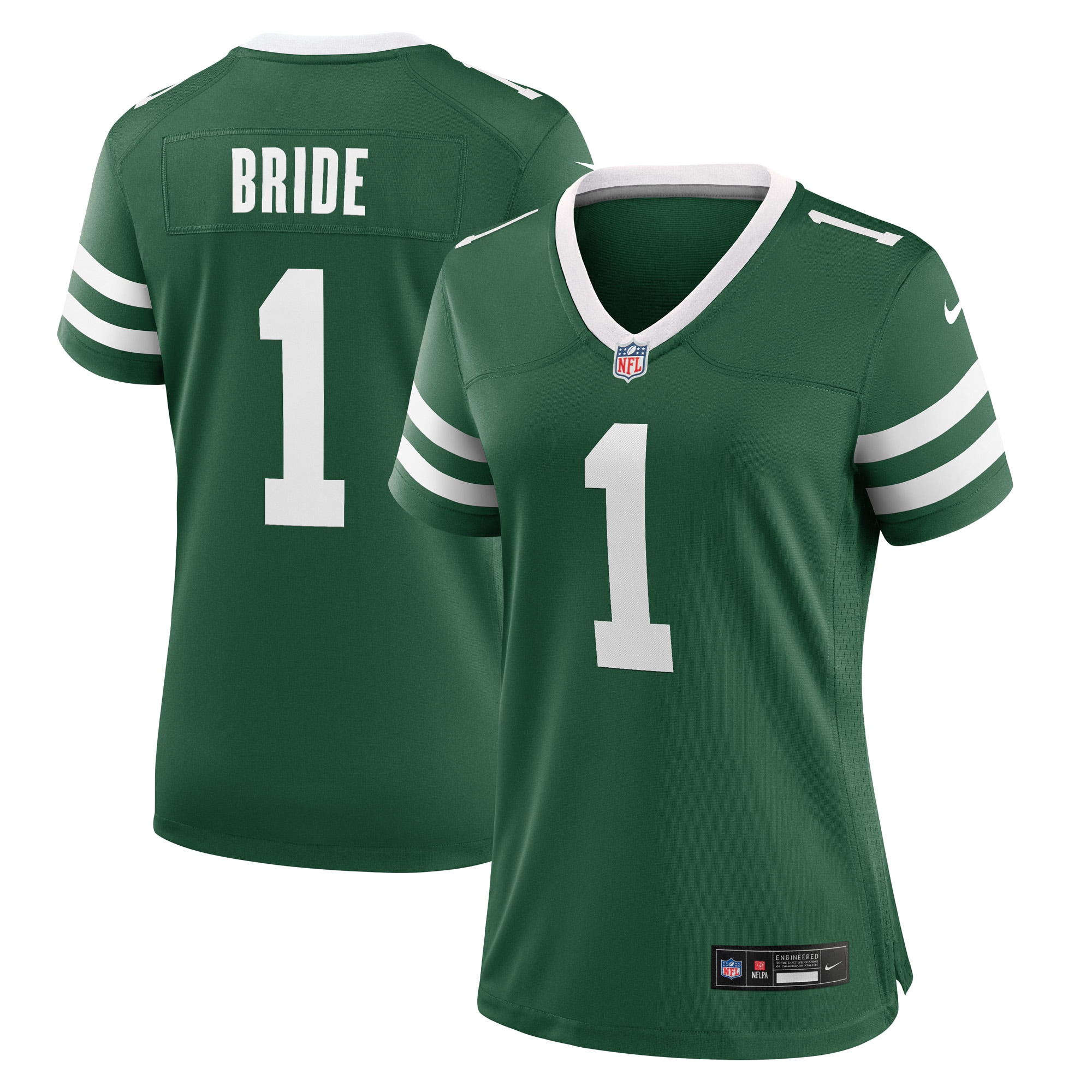 Women's New York Jets Number 1 Bride Legacy Green Game Jersey JS6235 Saliibo