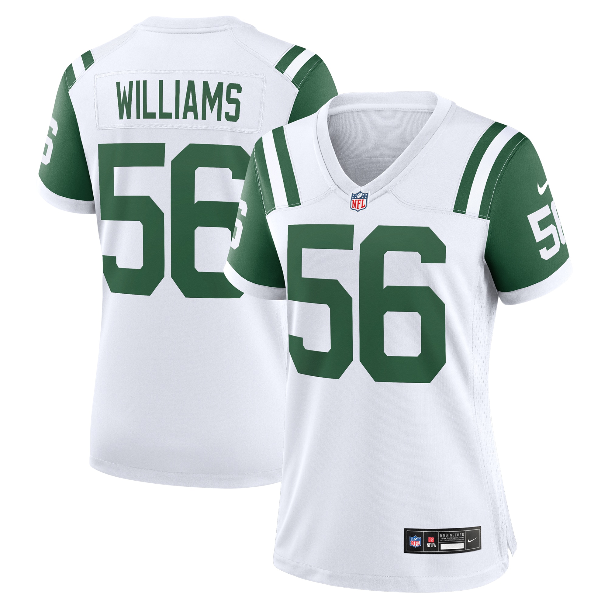 Women's New York Jets Quincy Williams White Classic Alternate Player Game Jersey JS6156 Saliibo