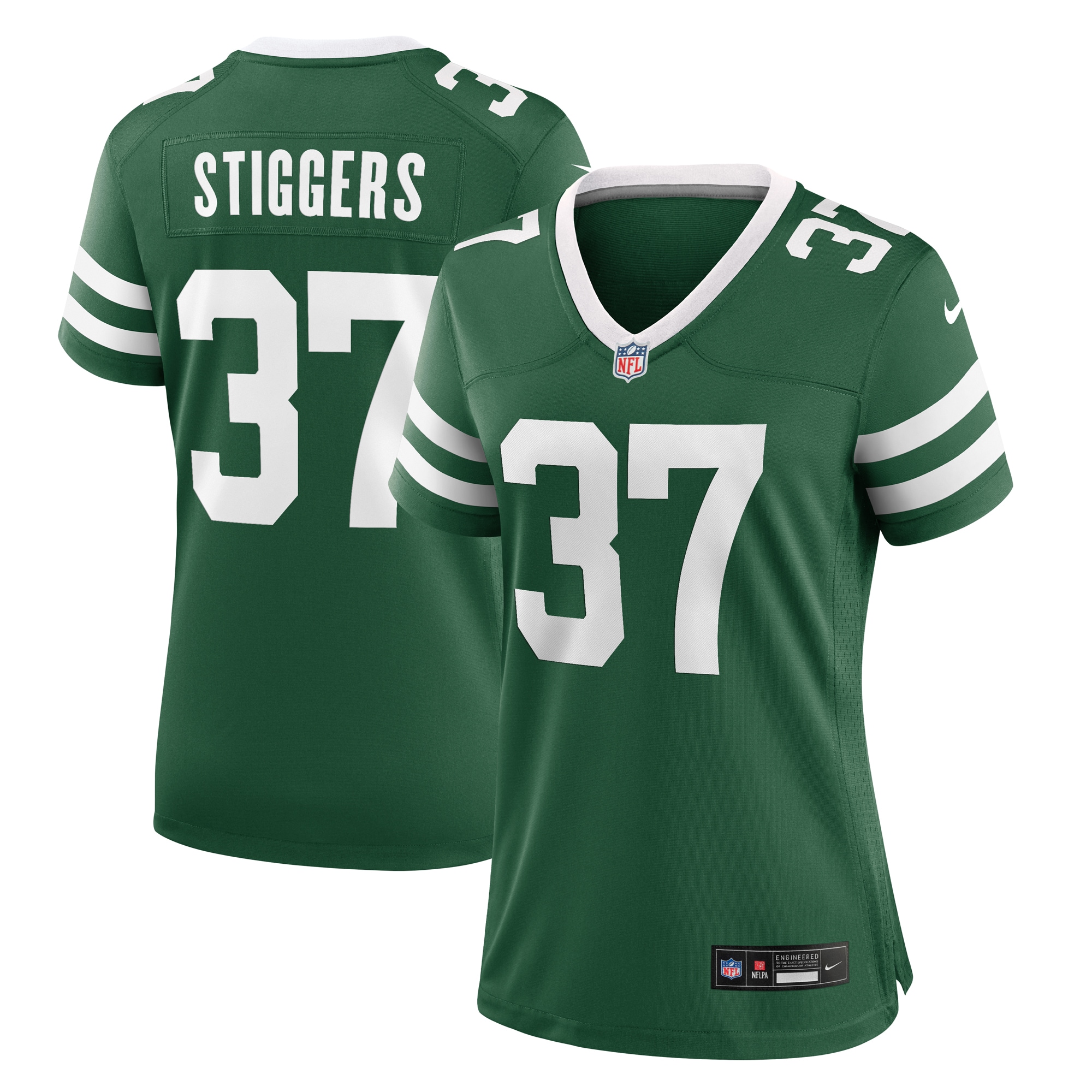 Women's New York Jets Qwan'tez Stiggers Legacy Green Team Game Jersey JS9075 Saliibo