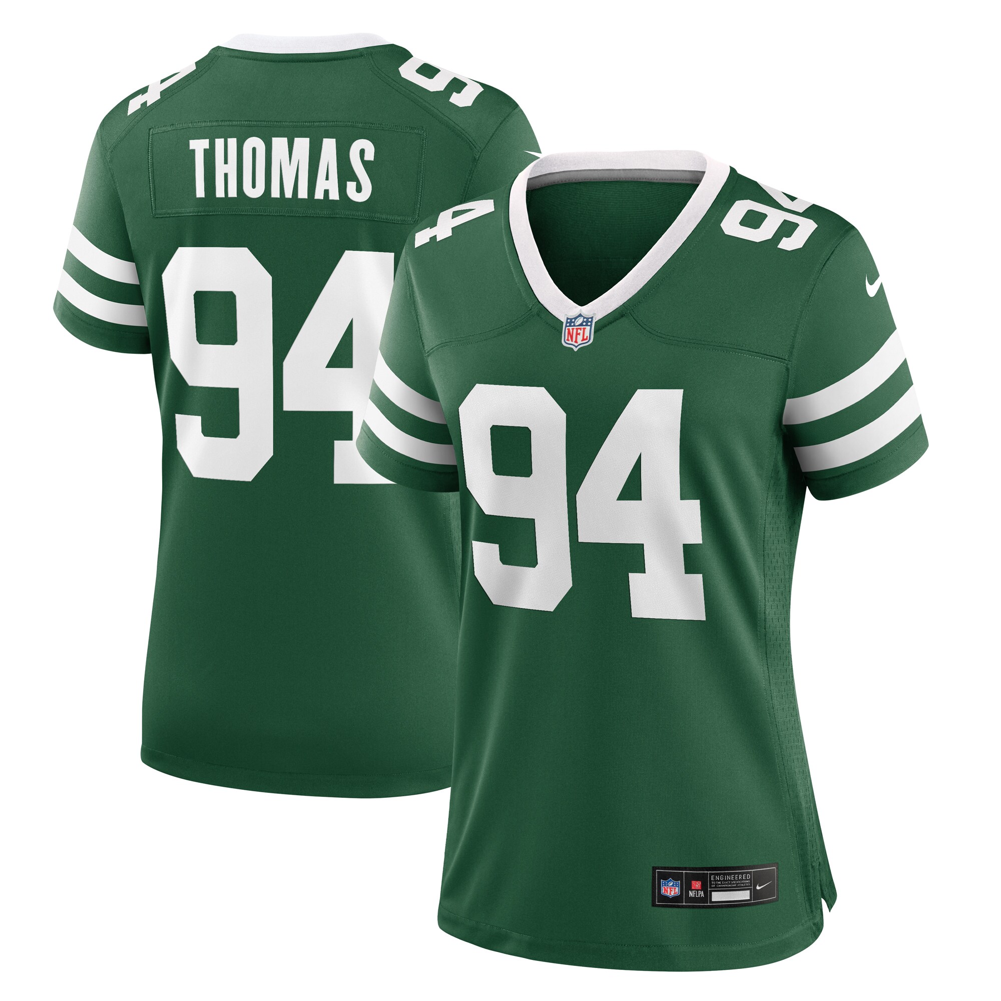 Women's New York Jets Solomon Thomas Legacy Green Team Game Jersey JS4721 Saliibo