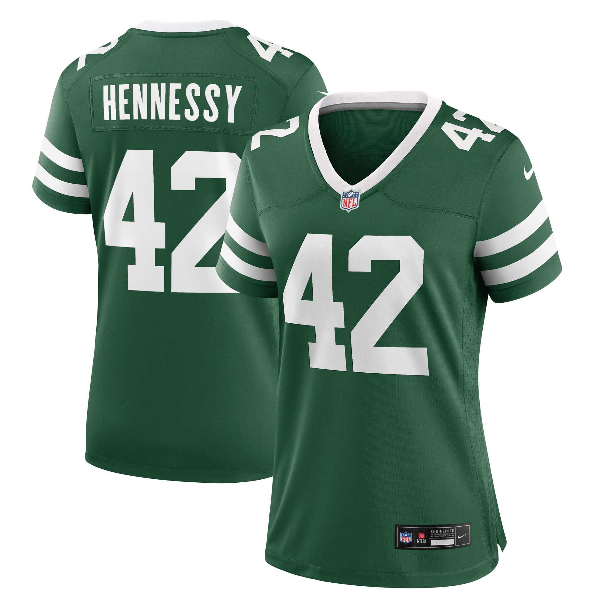 Women's New York Jets Thomas Hennessy Legacy Green Team Game Jersey JS7748 Saliibo