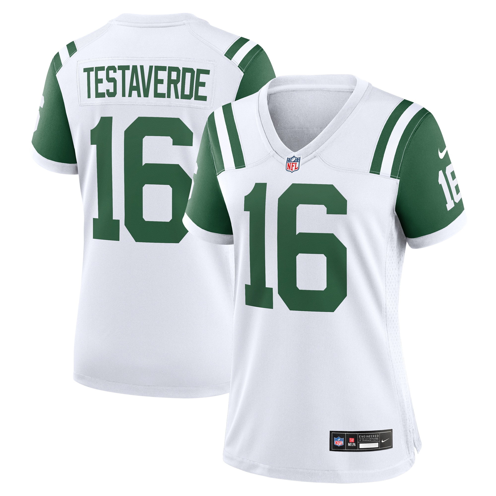 Women's New York Jets Vinny Testaverde White Classic Alternate Retired Player Game Jersey JS7648 Saliibo