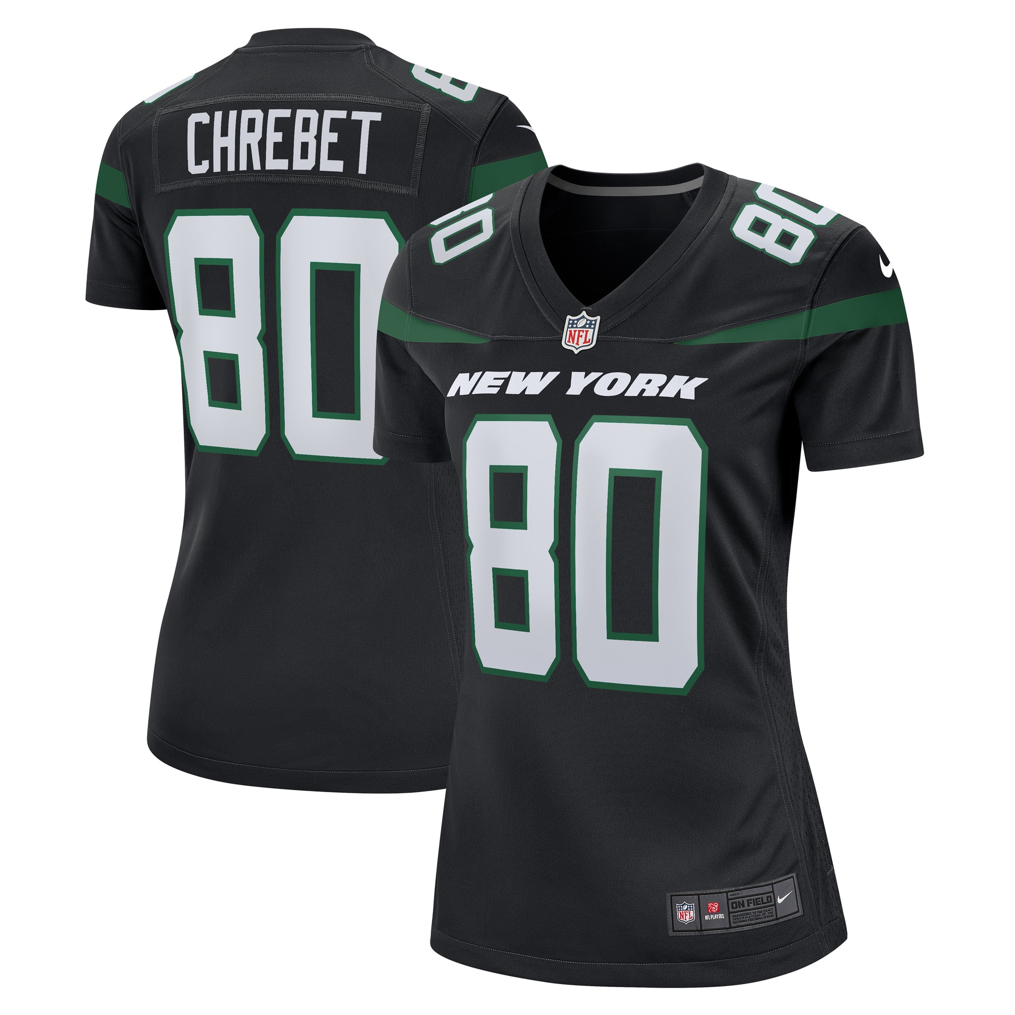 Women's New York Jets Wayne Chrebet Black Retired Player Jersey JS4942 Saliibo