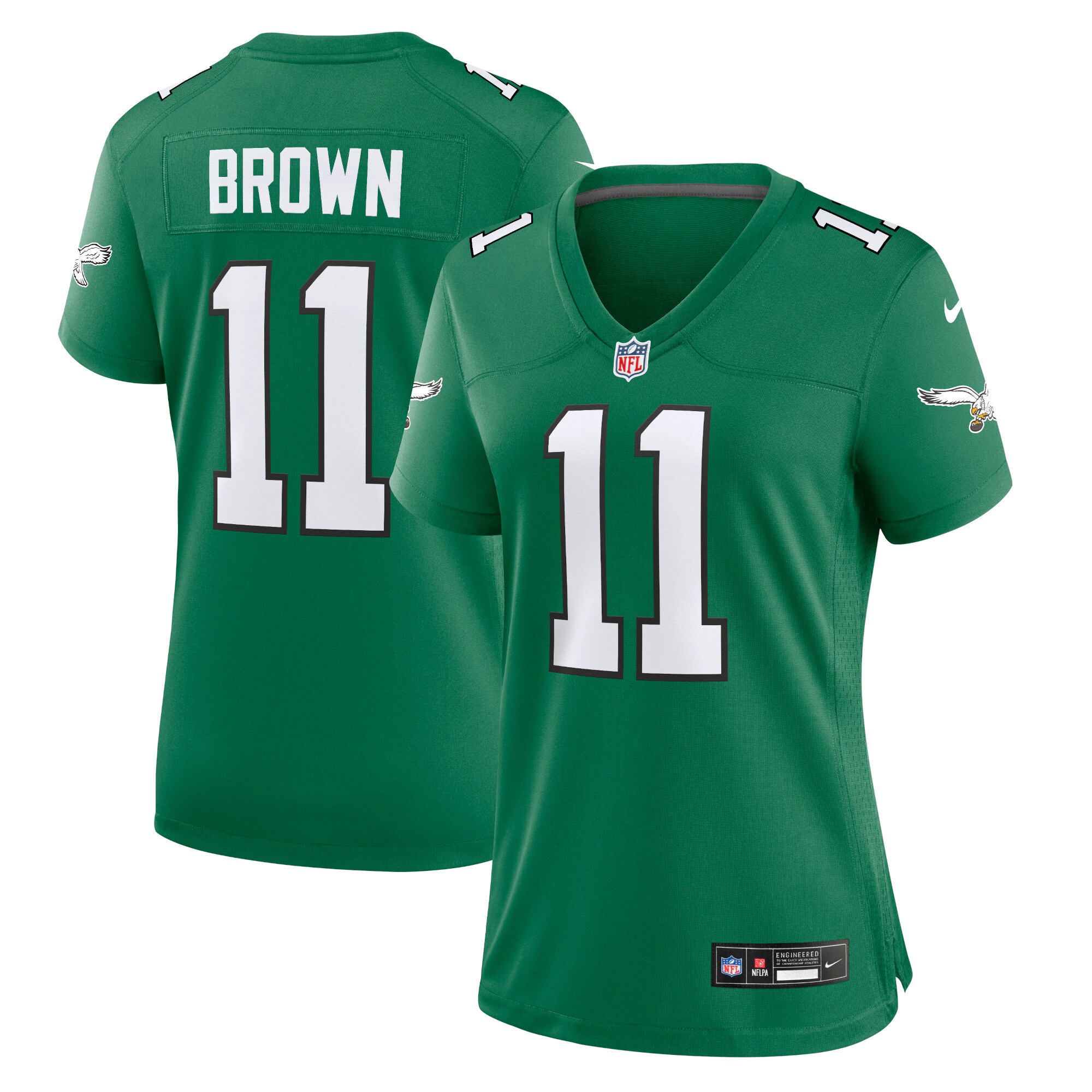 Women's Philadelphia Eagles A.J. Brown Kelly Green Player Jersey JS9478 Saliibo