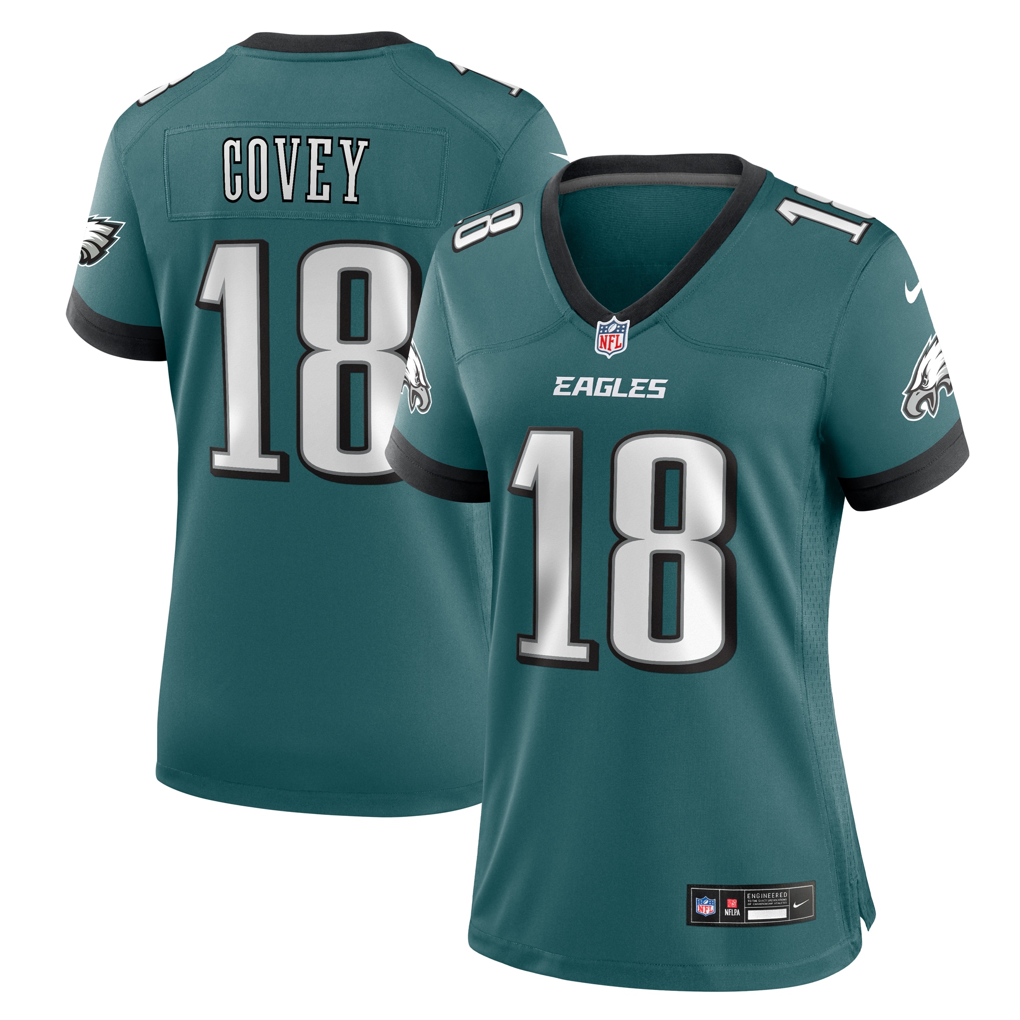 Women's Philadelphia Eagles Britain Covey Midnight Green Team Game Jersey JS7770 Saliibo
