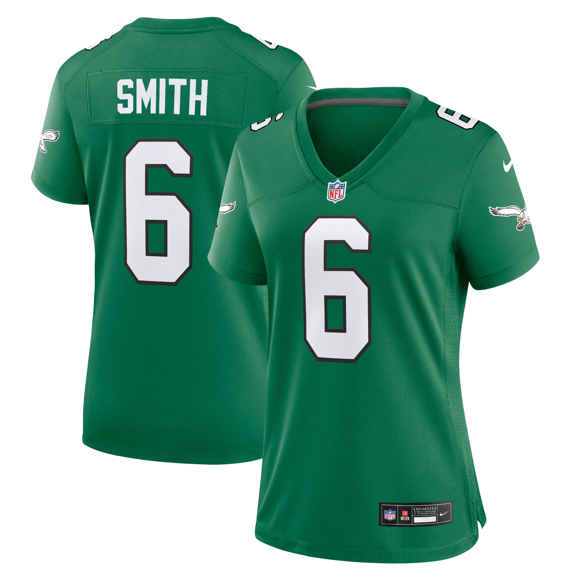 Women's Philadelphia Eagles DeVonta Smith Kelly Green Player Jersey JS8341 Saliibo
