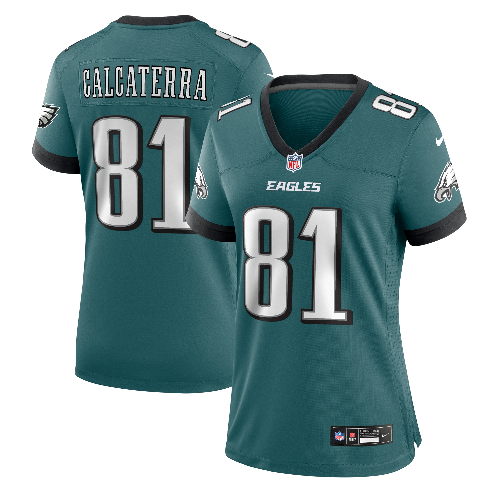 Women's Philadelphia Eagles Grant Calcaterra Midnight Green Team Game Jersey JS5367 Saliibo