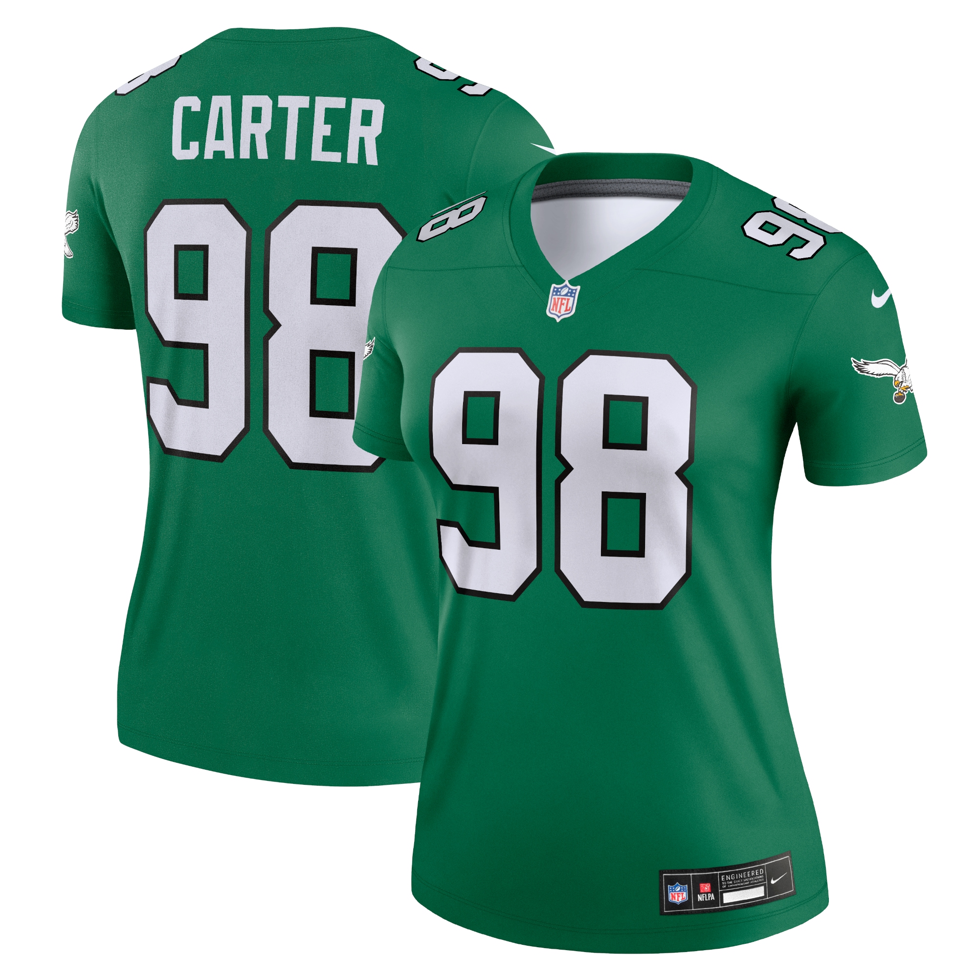 Women's Philadelphia Eagles Jalen Carter Kelly Green Alternate Legend Player Performance Top JS9026 Saliibo