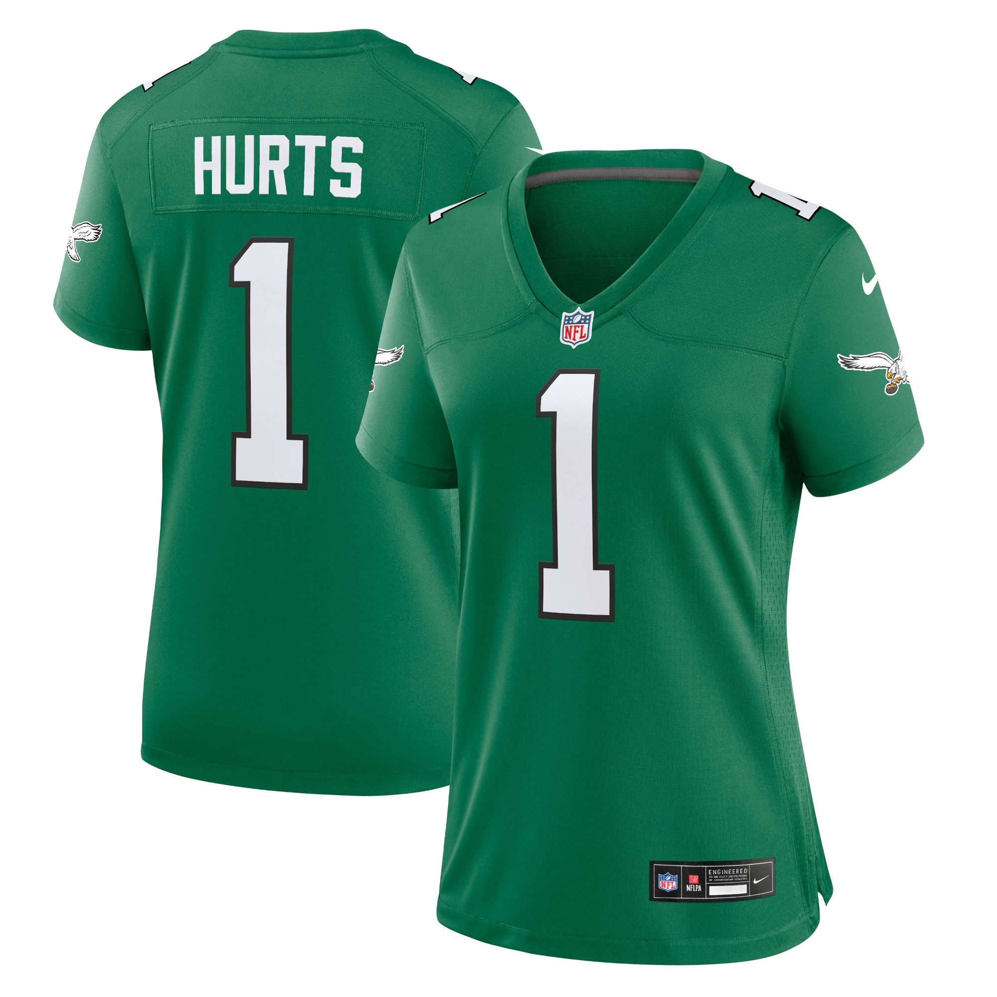 Women's Philadelphia Eagles Jalen Hurts Kelly Green Game Player Jersey JS6514 Saliibo