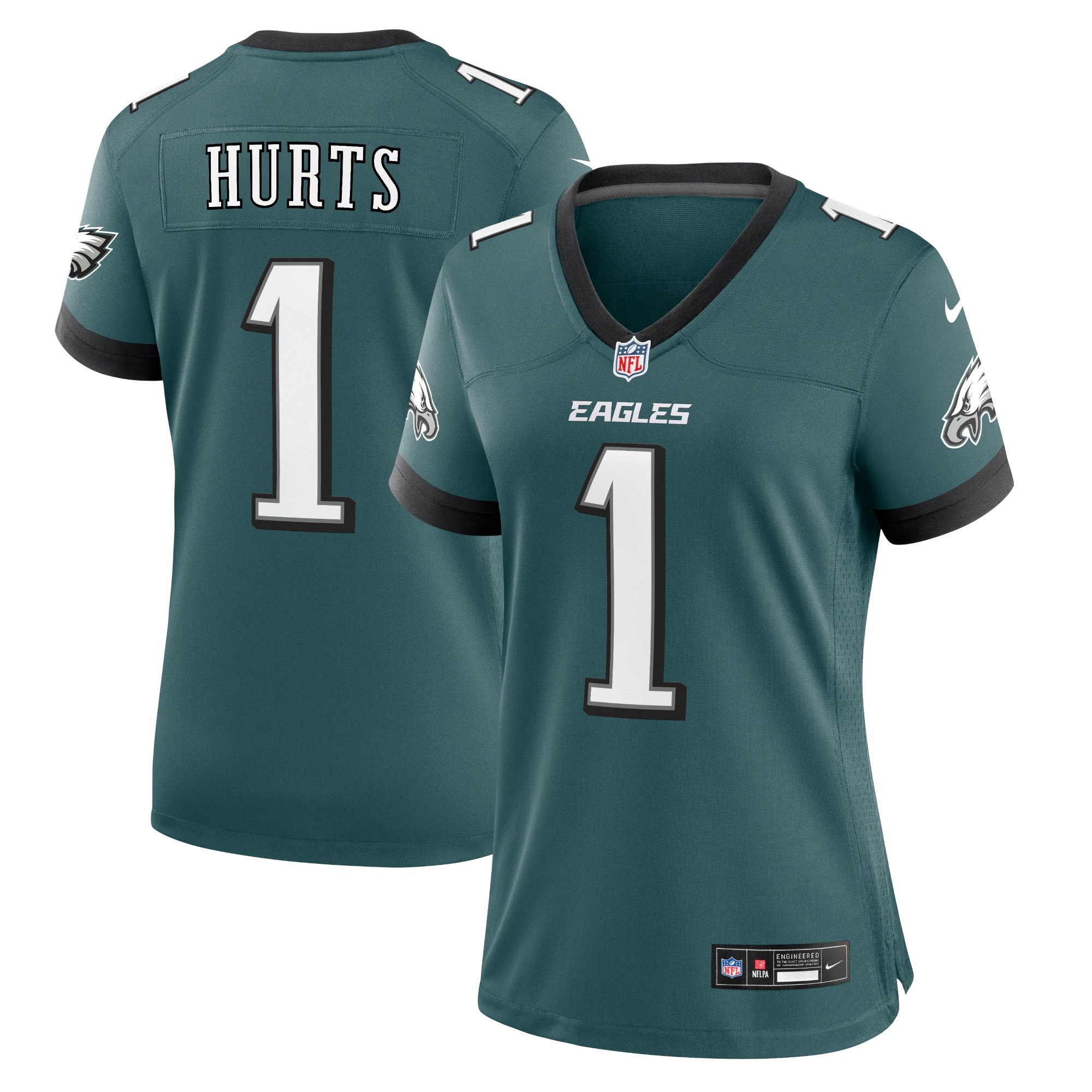 Women's Philadelphia Eagles Jalen Hurts Midnight Green Team Game Jersey JS9422 Saliibo
