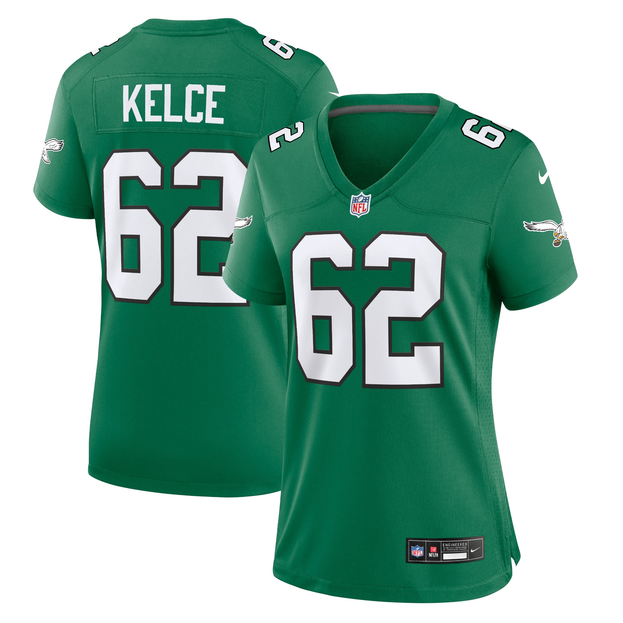 Women's Philadelphia Eagles Jason Kelce Kelly Green Player Jersey JS5372 Saliibo