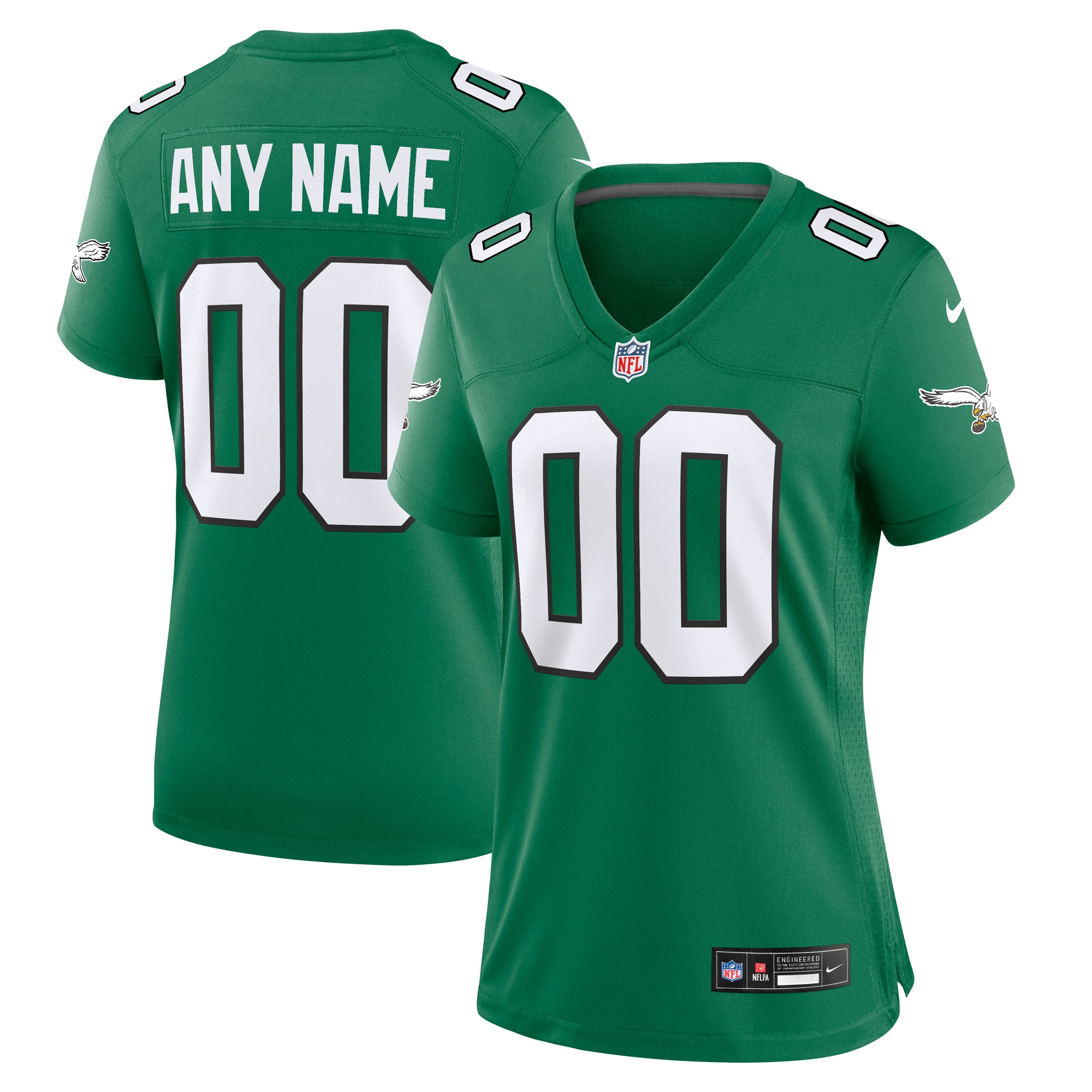 Women's Philadelphia Eagles Kelly Green Alternate Custom Game Jersey JS4923 Saliibo