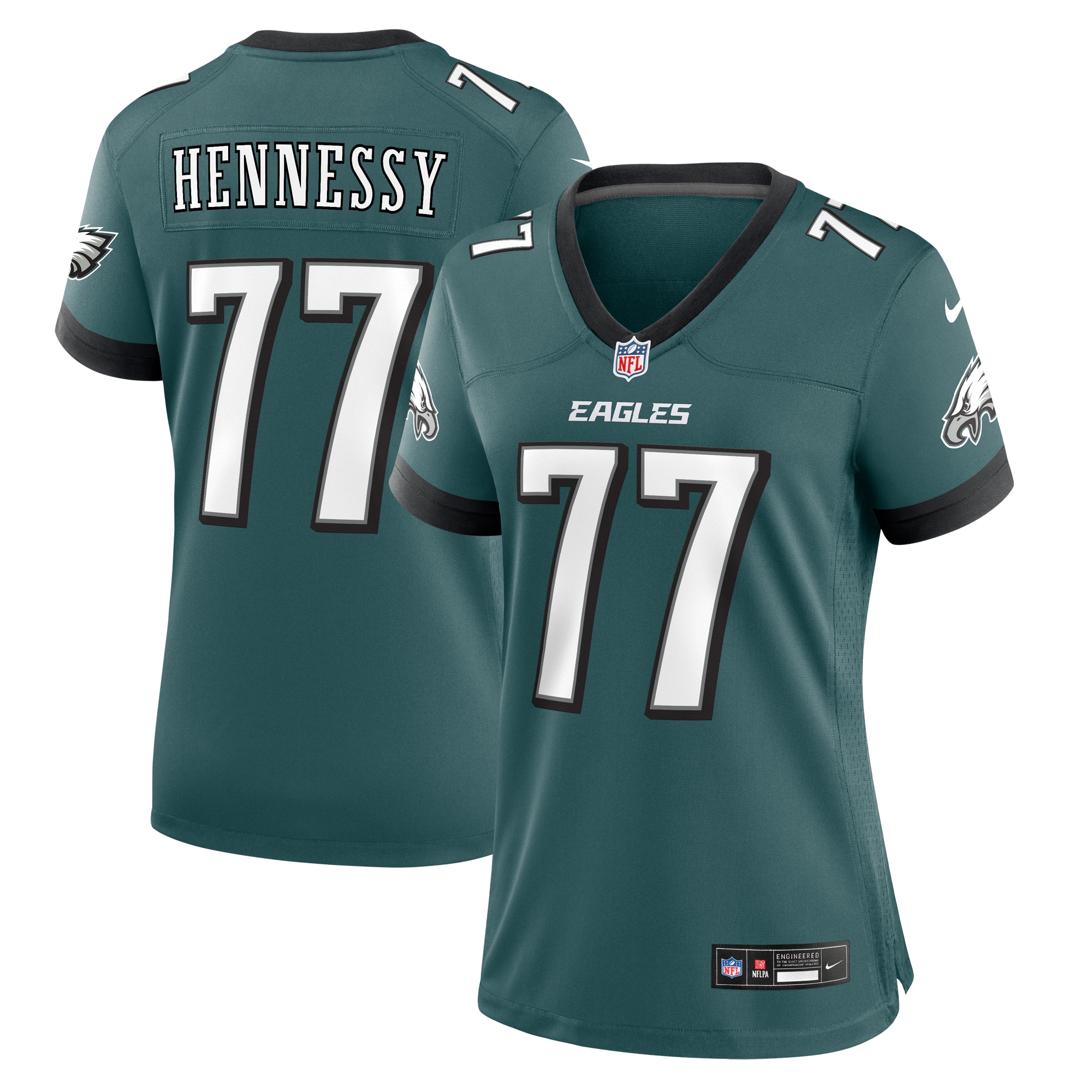 Women's Philadelphia Eagles Matt Hennessy Midnight Green Game Jersey JS9510 Saliibo