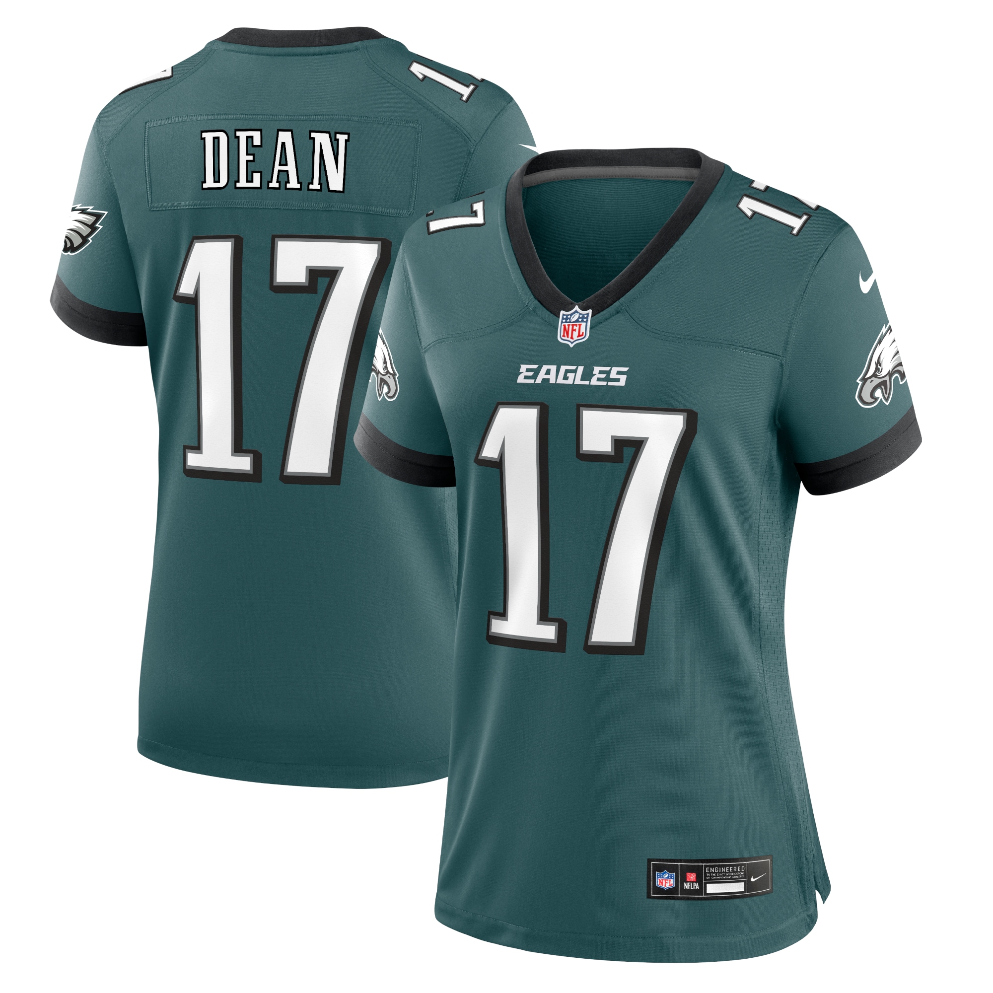 Women's Philadelphia Eagles Nakobe Dean Midnight Green Team Game Jersey JS5906 Saliibo