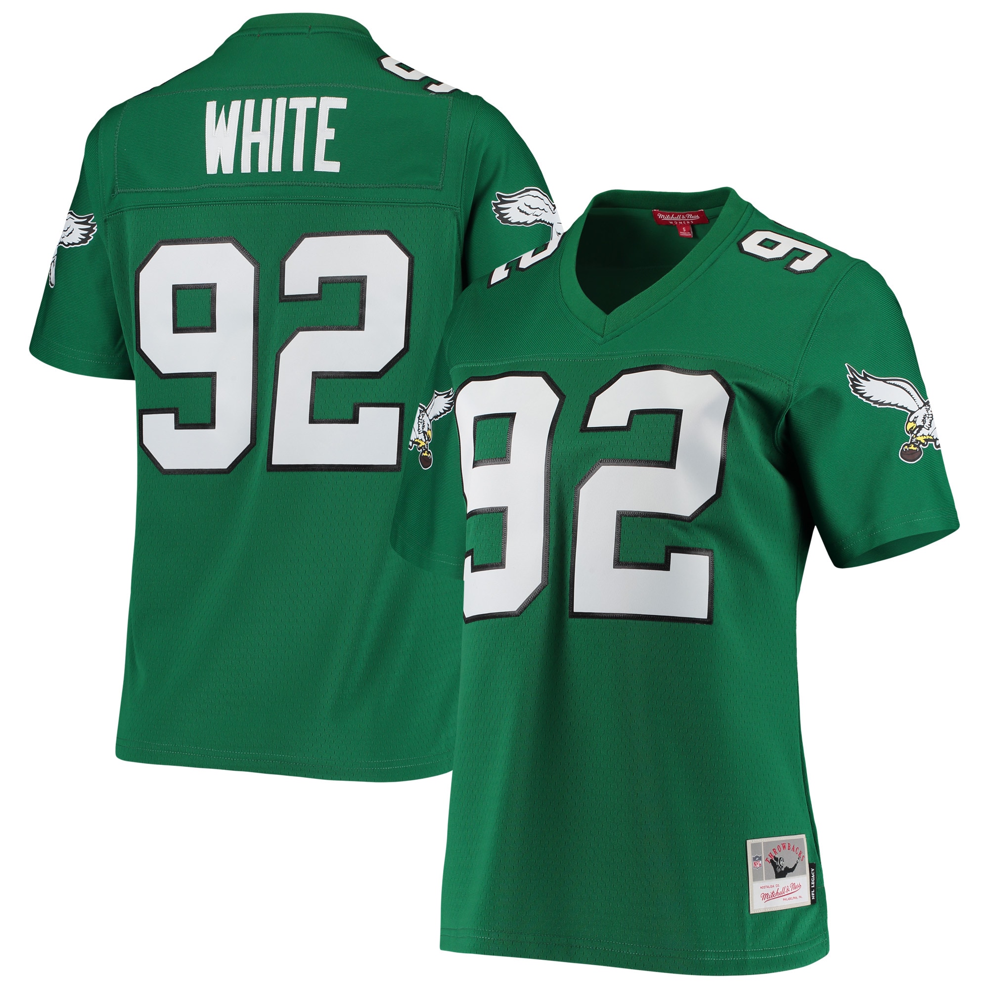 Women's Philadelphia Eagles Reggie White Mitchell & Ness Kelly Green 1990 Legacy Jersey JS2613 Saliibo