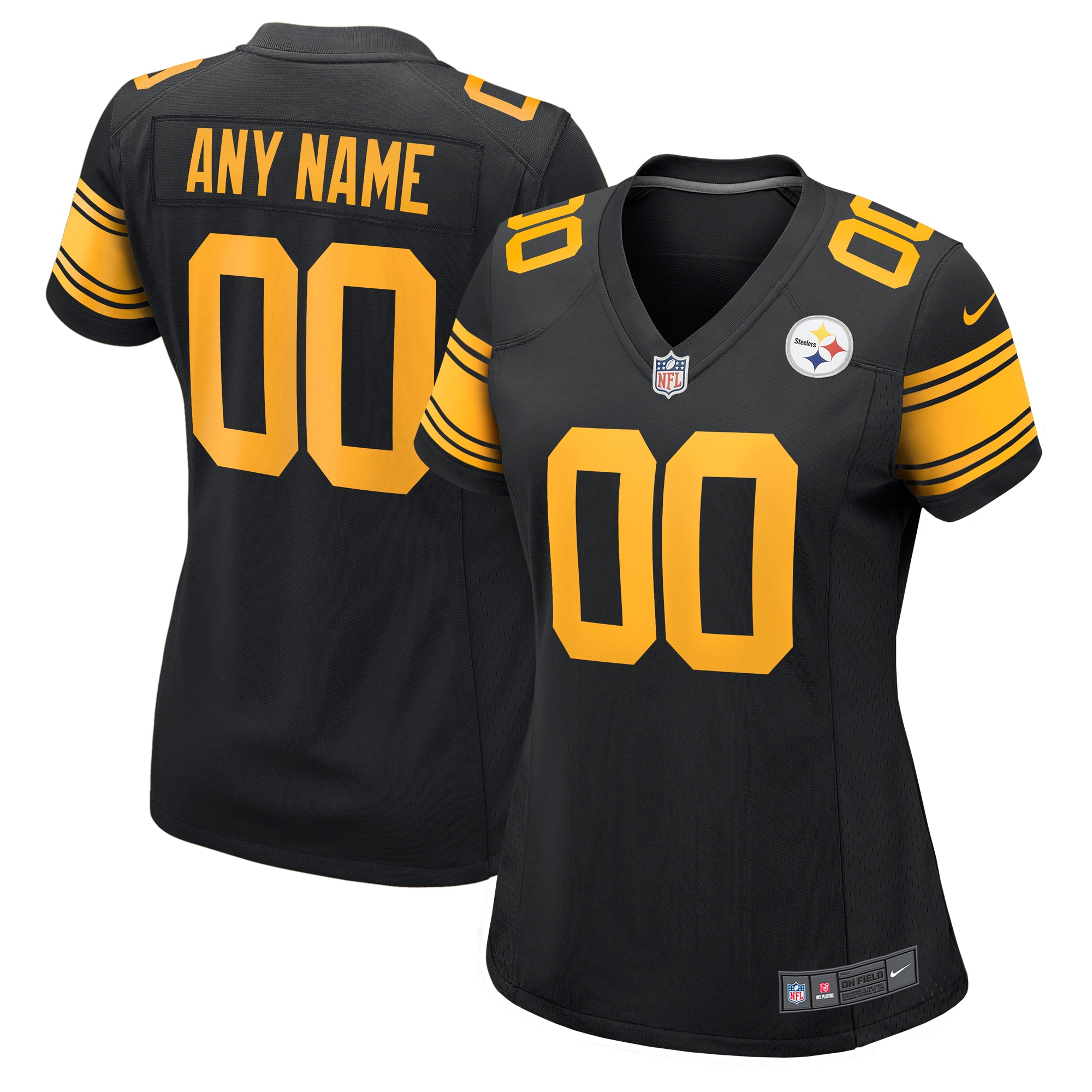 Women's Pittsburgh Steelers Black Alternate Custom Game Jersey JS9379 Saliibo