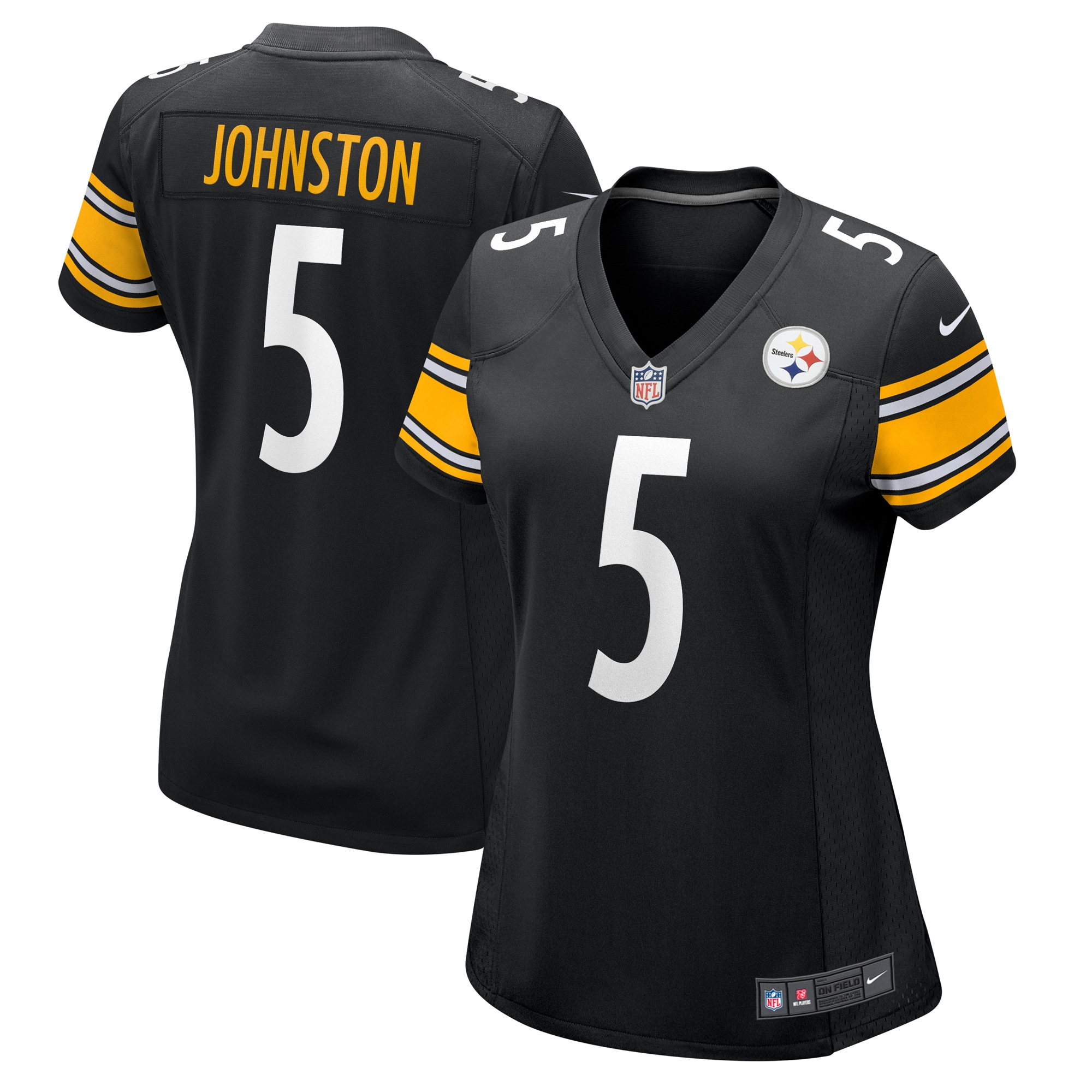 Women's Pittsburgh Steelers Cameron Johnston Black Game Jersey JS5887 Saliibo