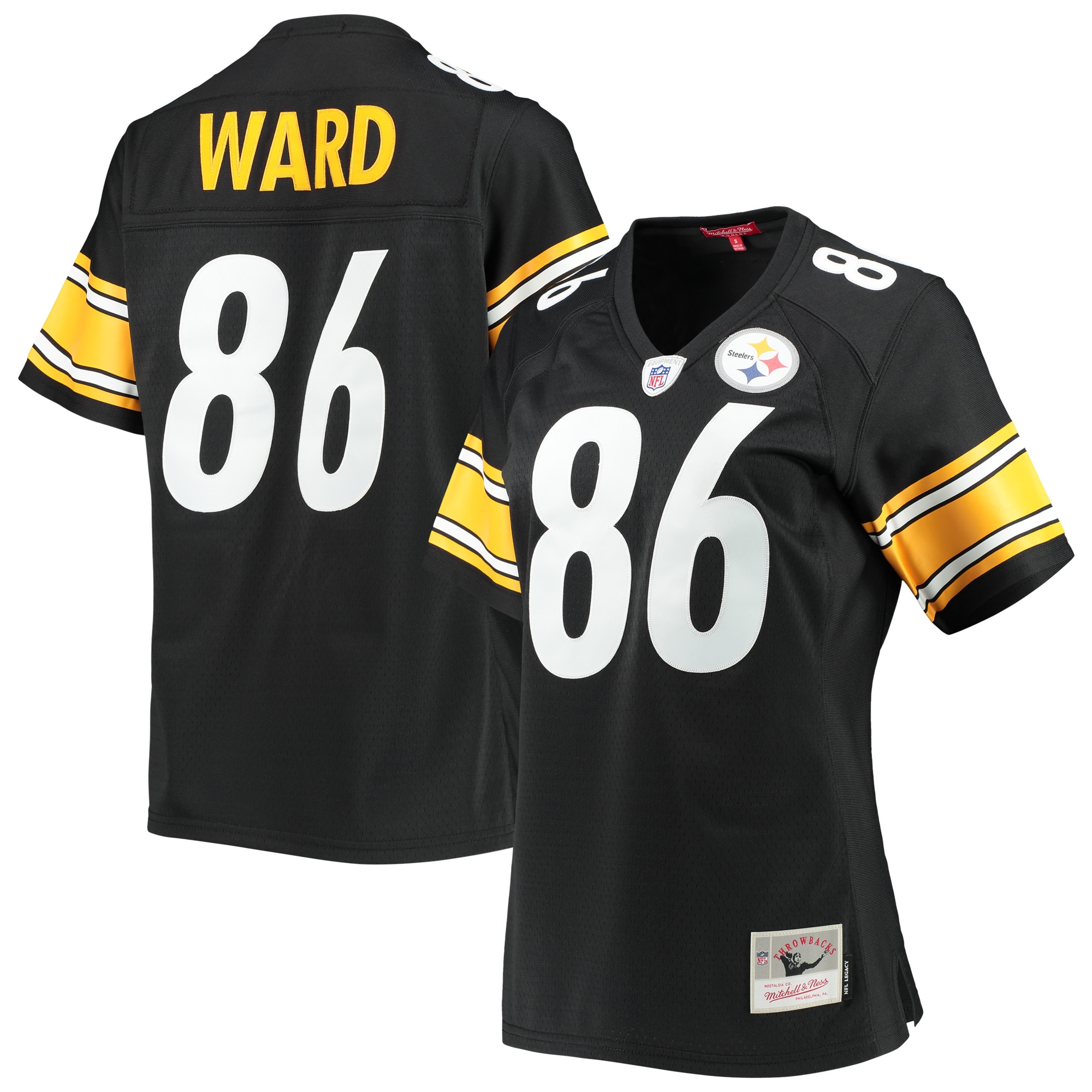 Women's Pittsburgh Steelers Hines Ward Mitchell & Ness Black Legacy Player Jersey JS4070 Saliibo