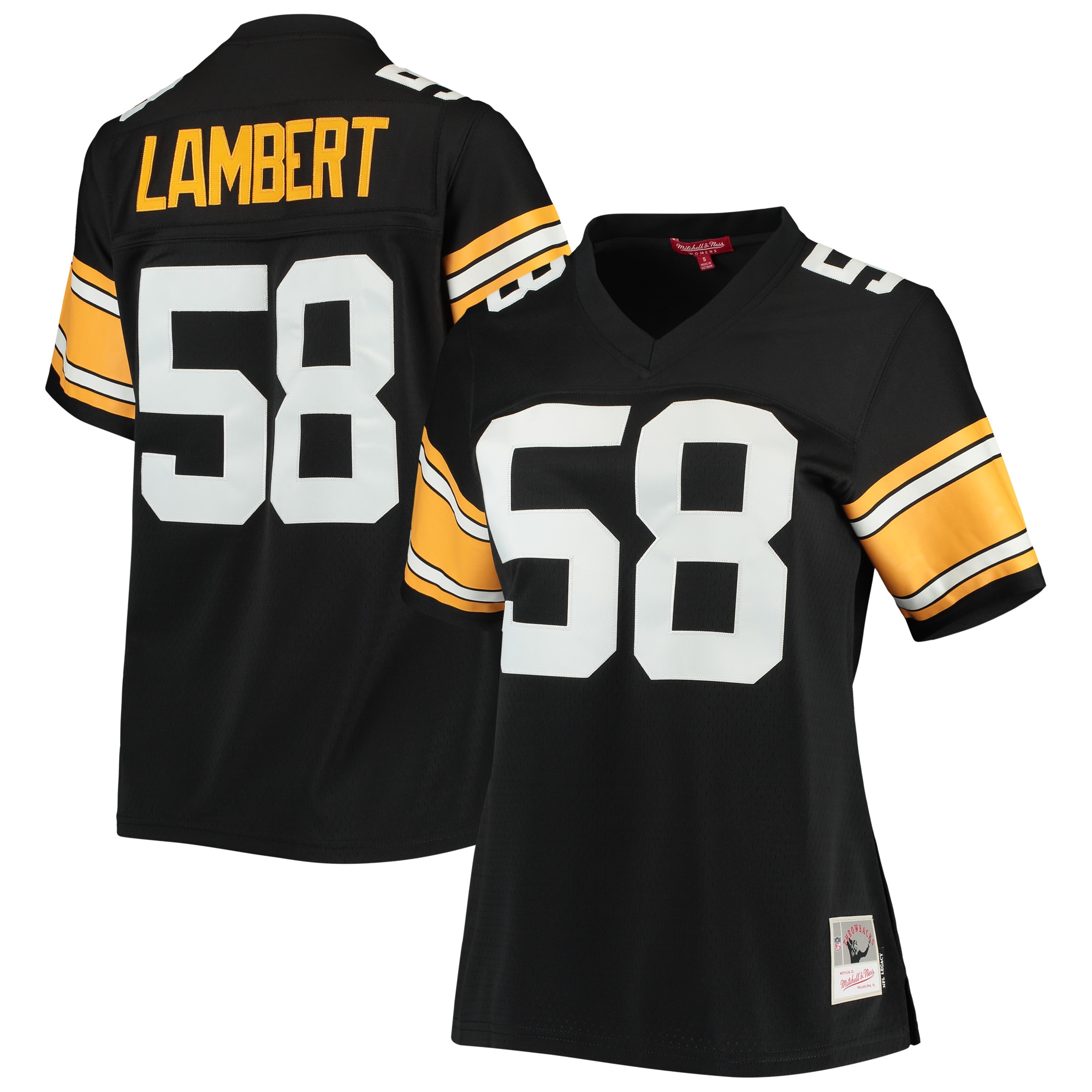 Women's Pittsburgh Steelers Jack Lambert Mitchell & Ness Black Legacy Player Jersey JS2365 Saliibo
