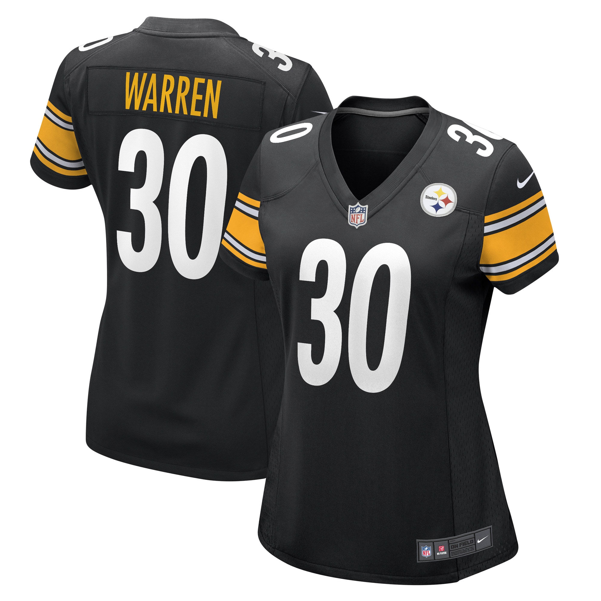 Women's Pittsburgh Steelers Jaylen Warren Black Game Player Jersey JS3645 Saliibo