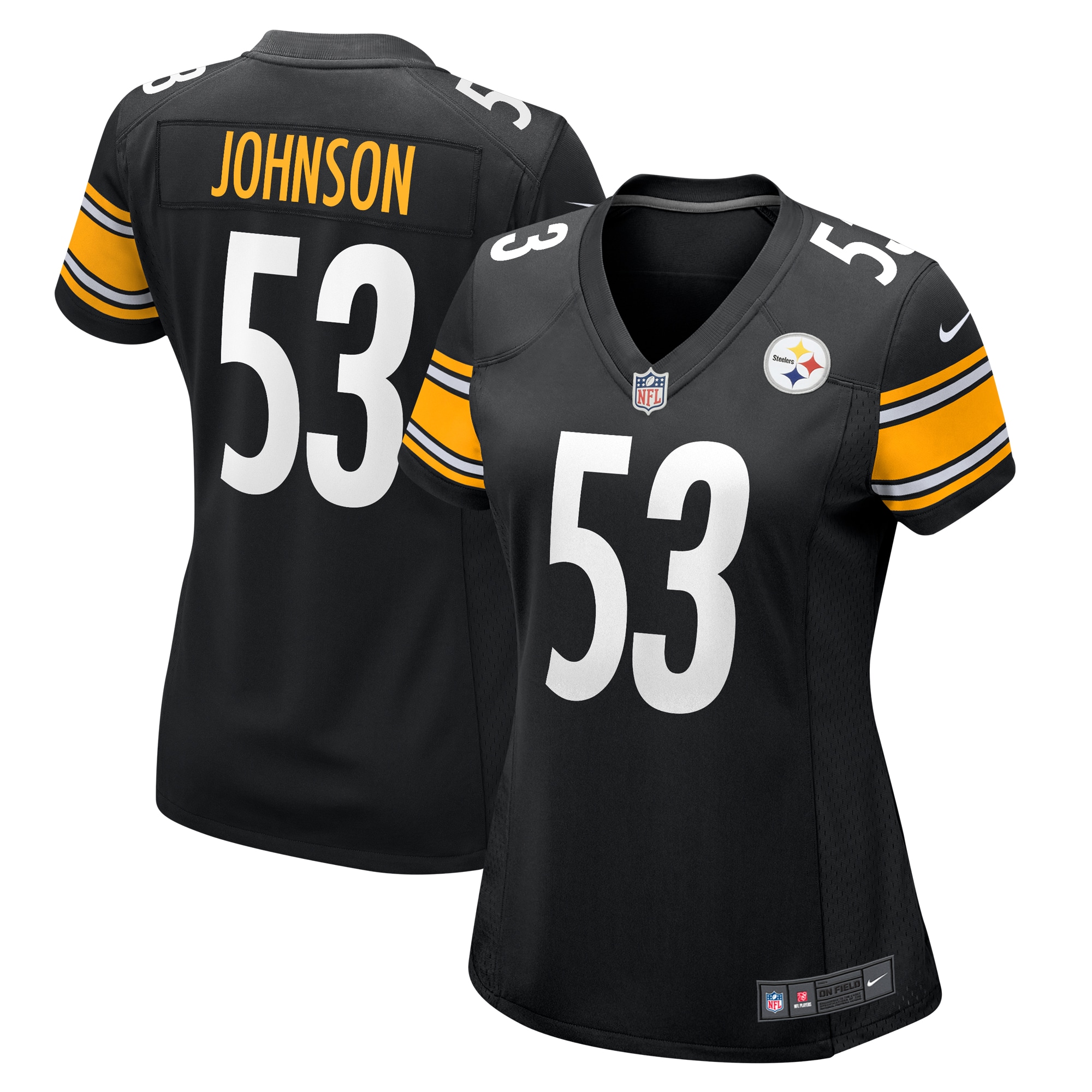 Women's Pittsburgh Steelers Kyron Johnson Black Game Jersey JS1523 Saliibo