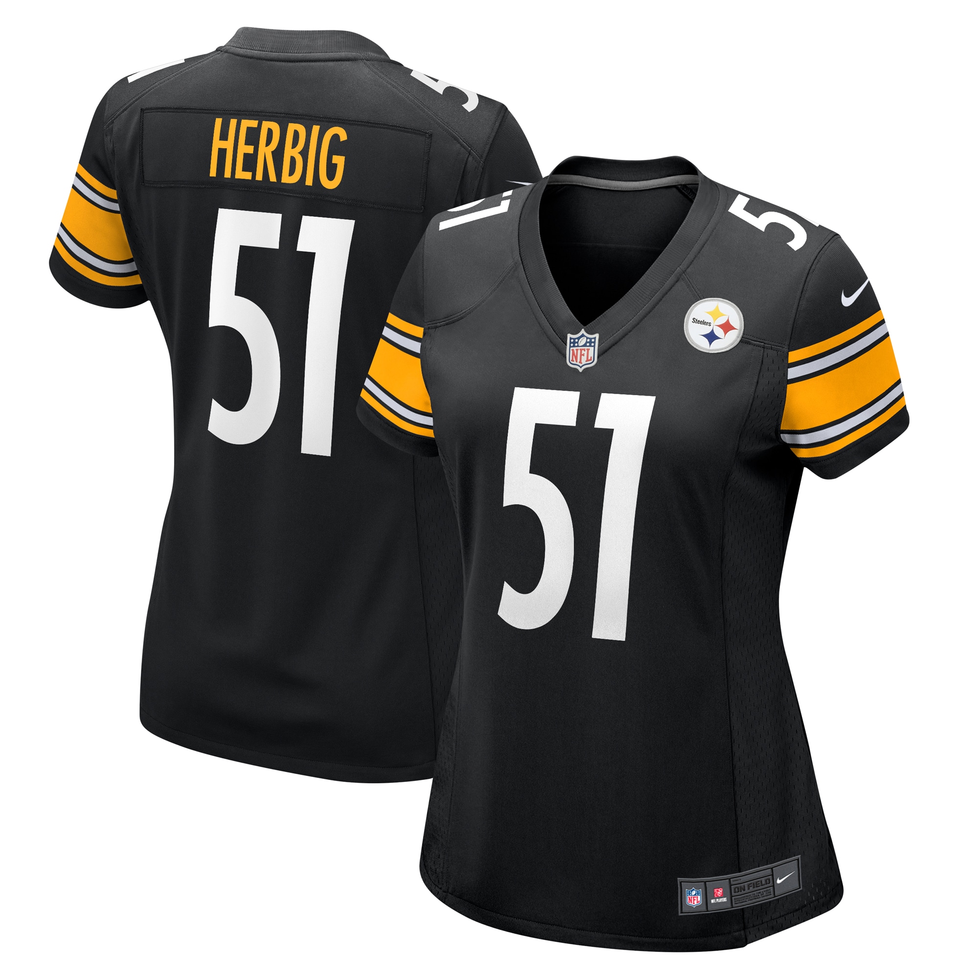 Women's Pittsburgh Steelers Nick Herbig Black Game Jersey JS8363 Saliibo