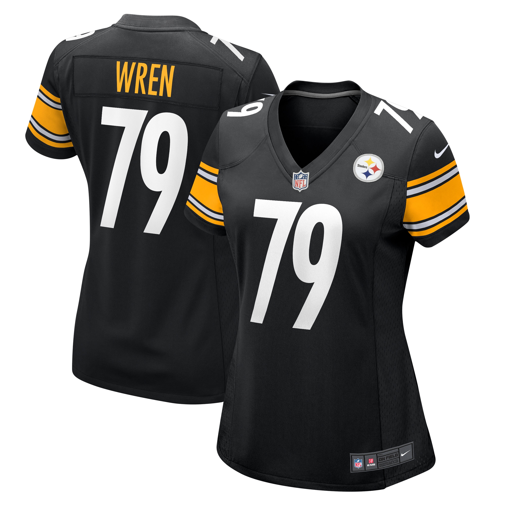 Women's Pittsburgh Steelers Renell Wren Black Game Jersey JS5127 Saliibo