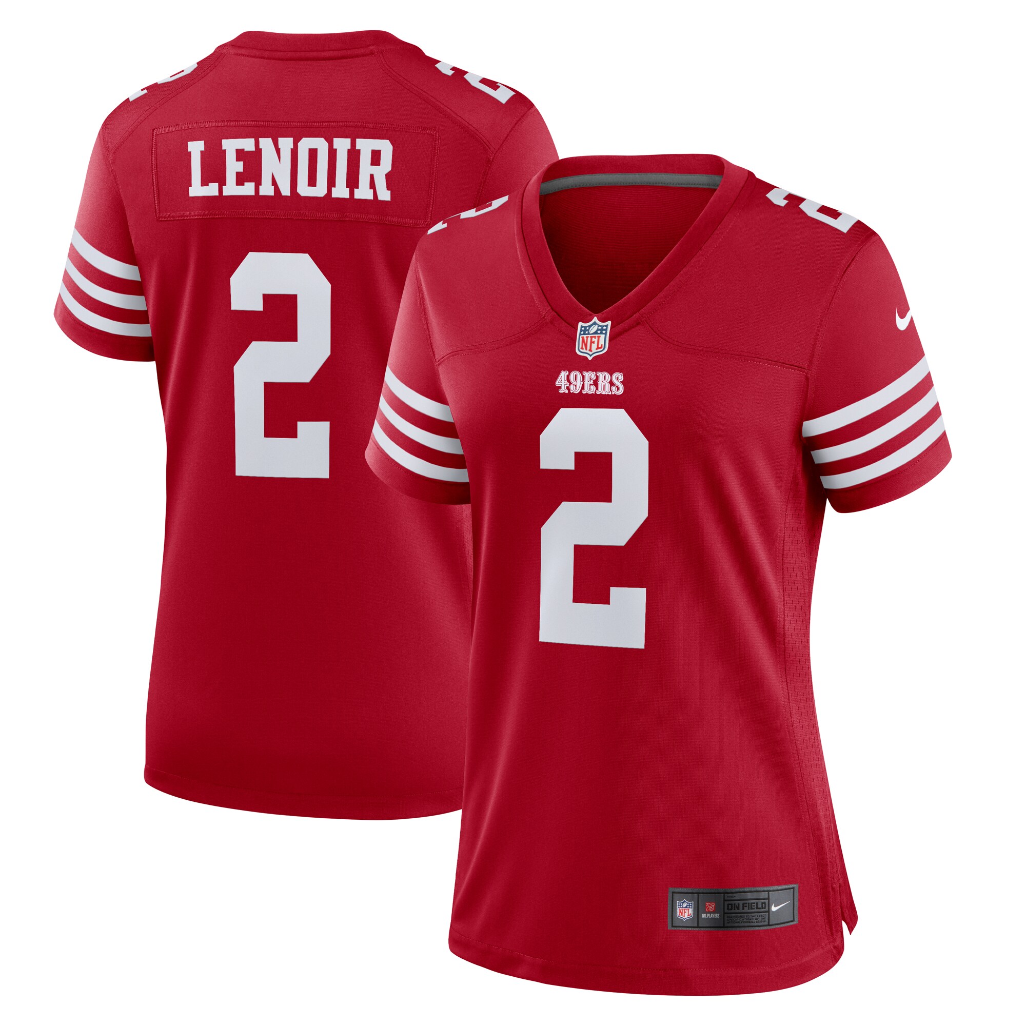Women's San Francisco 49ers Deommodore Lenoir Scarlet Game Jersey JS1265 Saliibo