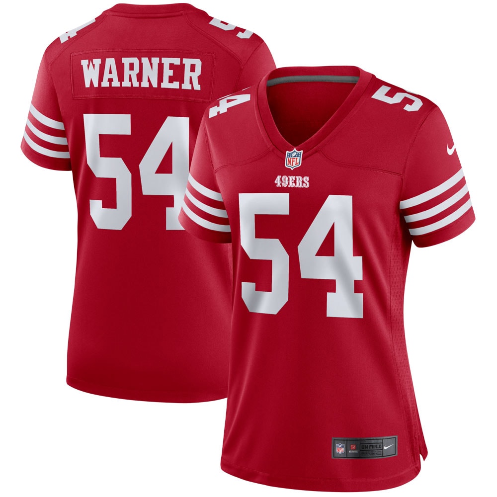 Women's San Francisco 49ers Fred Warner Scarlet Player Jersey JS7723 Saliibo