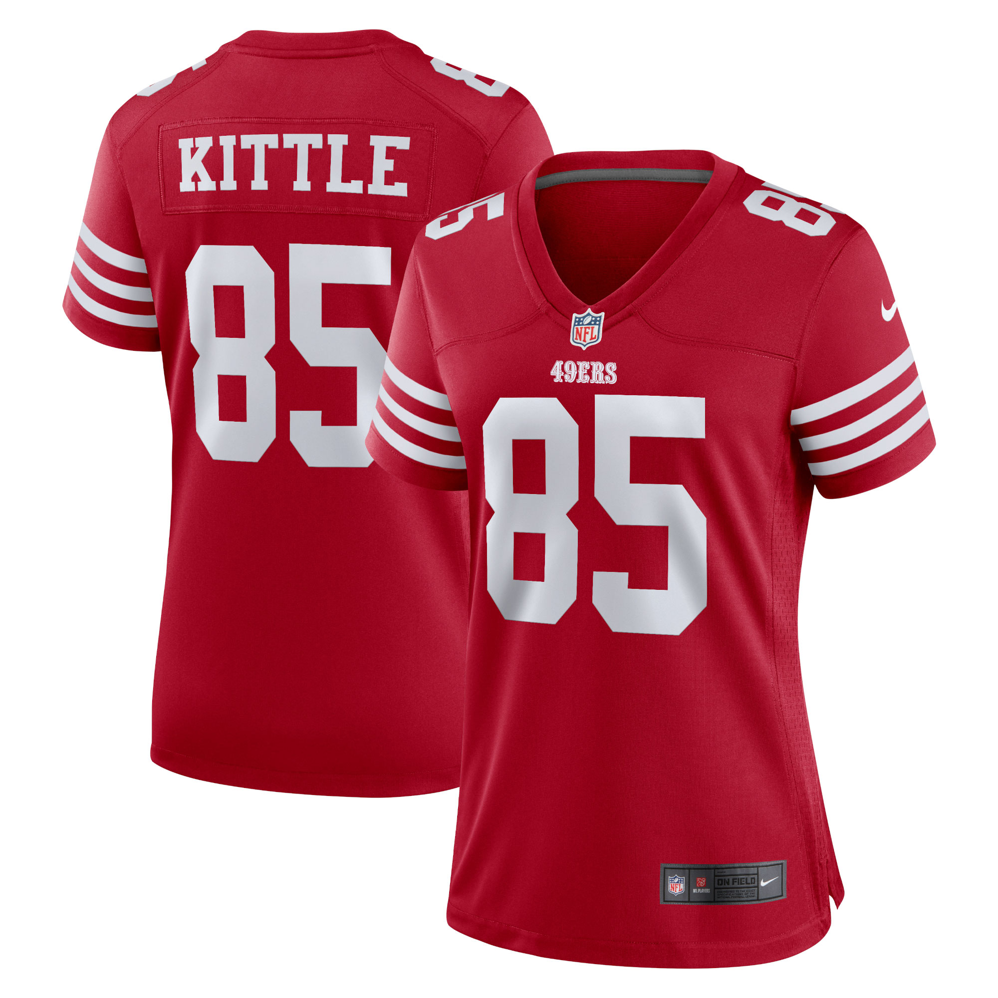 Women's San Francisco 49ers George Kittle Scarlet Team Game Player Jersey JS3871 Saliibo